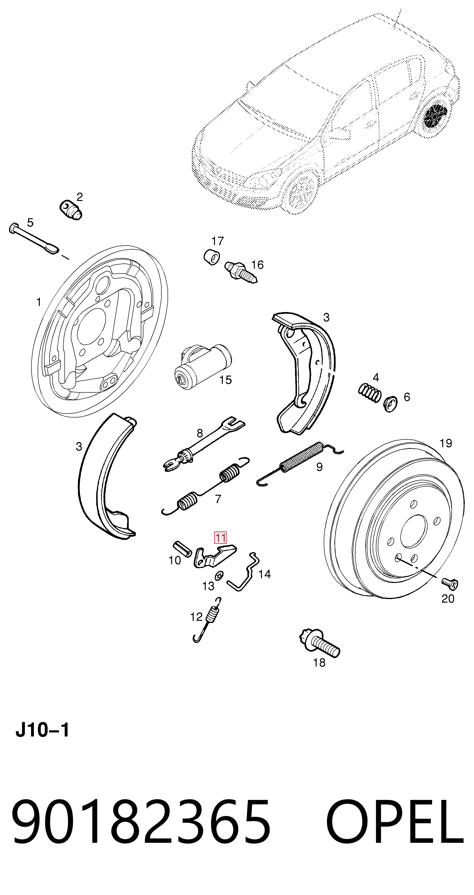 Регулятор заднього барабанного гальма 90182365 Peugeot/Citroen