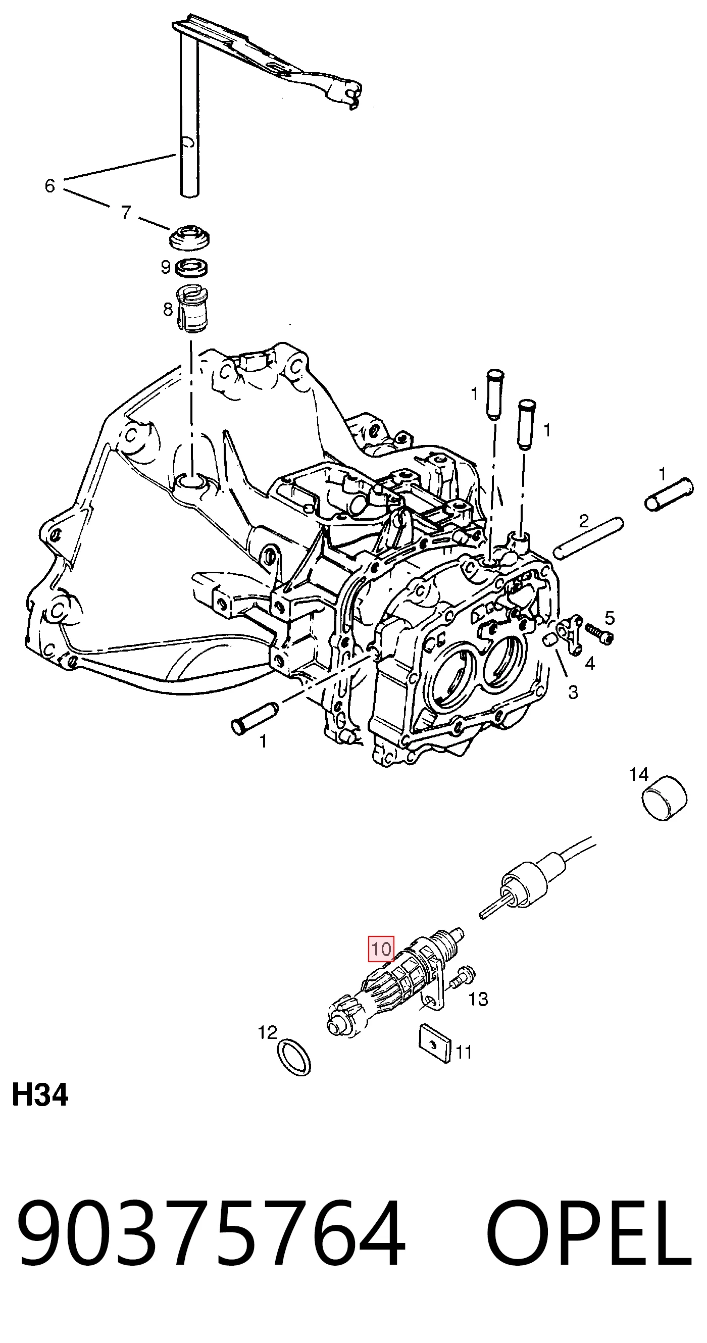 90375764 Opel Шестерня спідометра, ведена