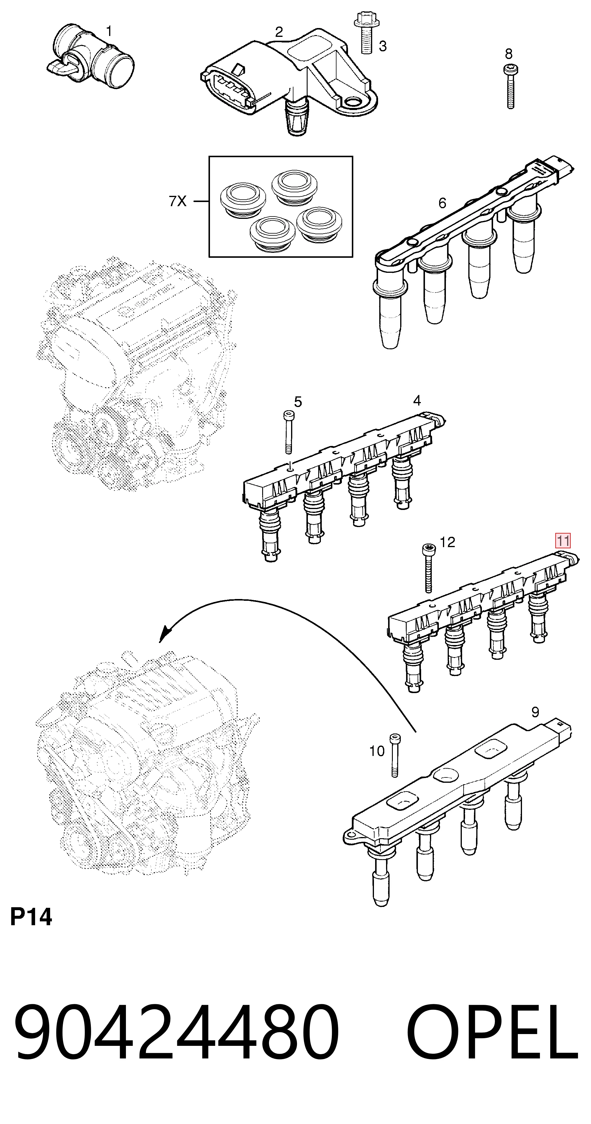 90424480 Opel Котушка запалювання