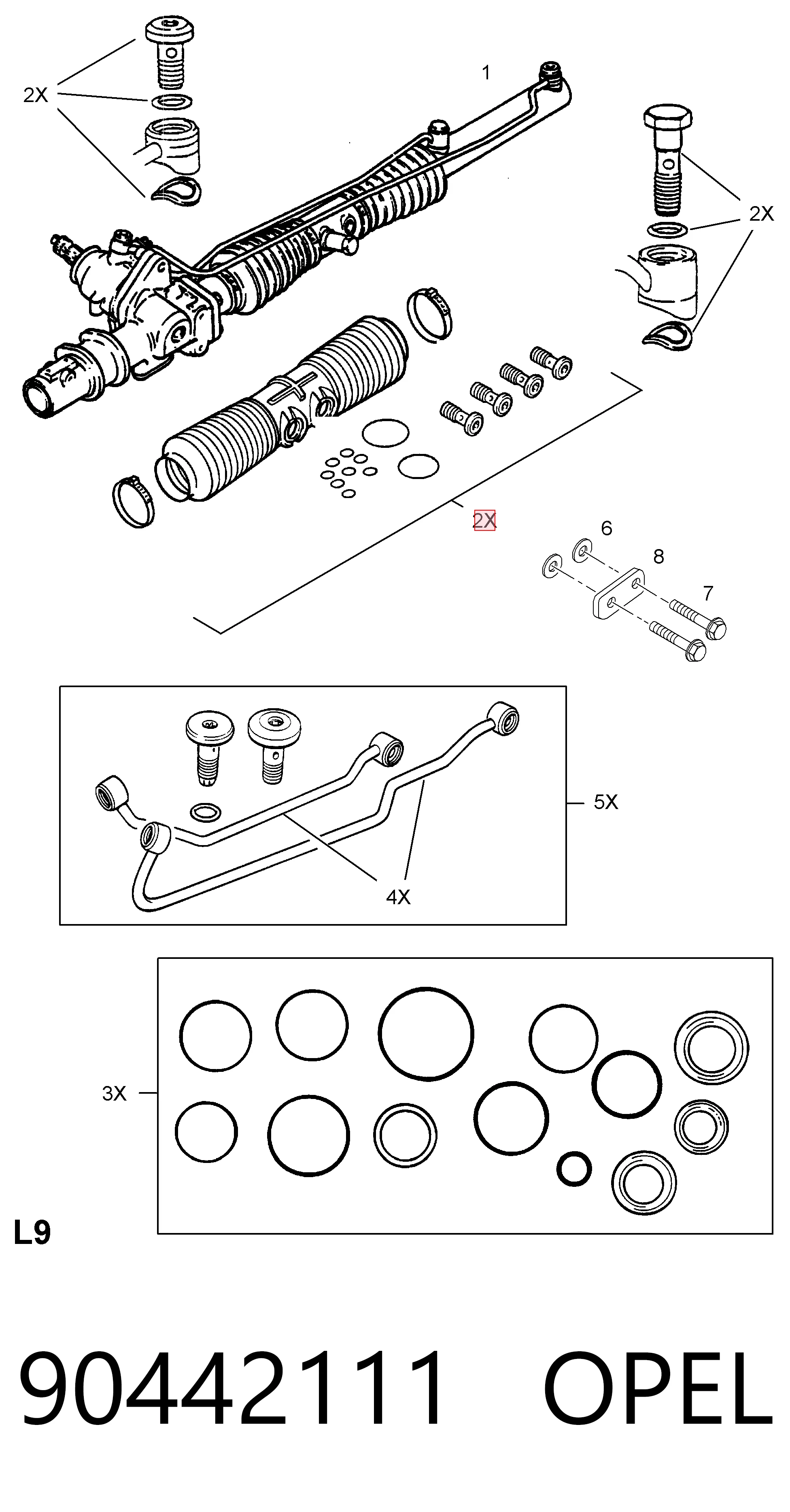 Купити Пильник рульової рейки Opel Kadett E 35, 36, 45, 46