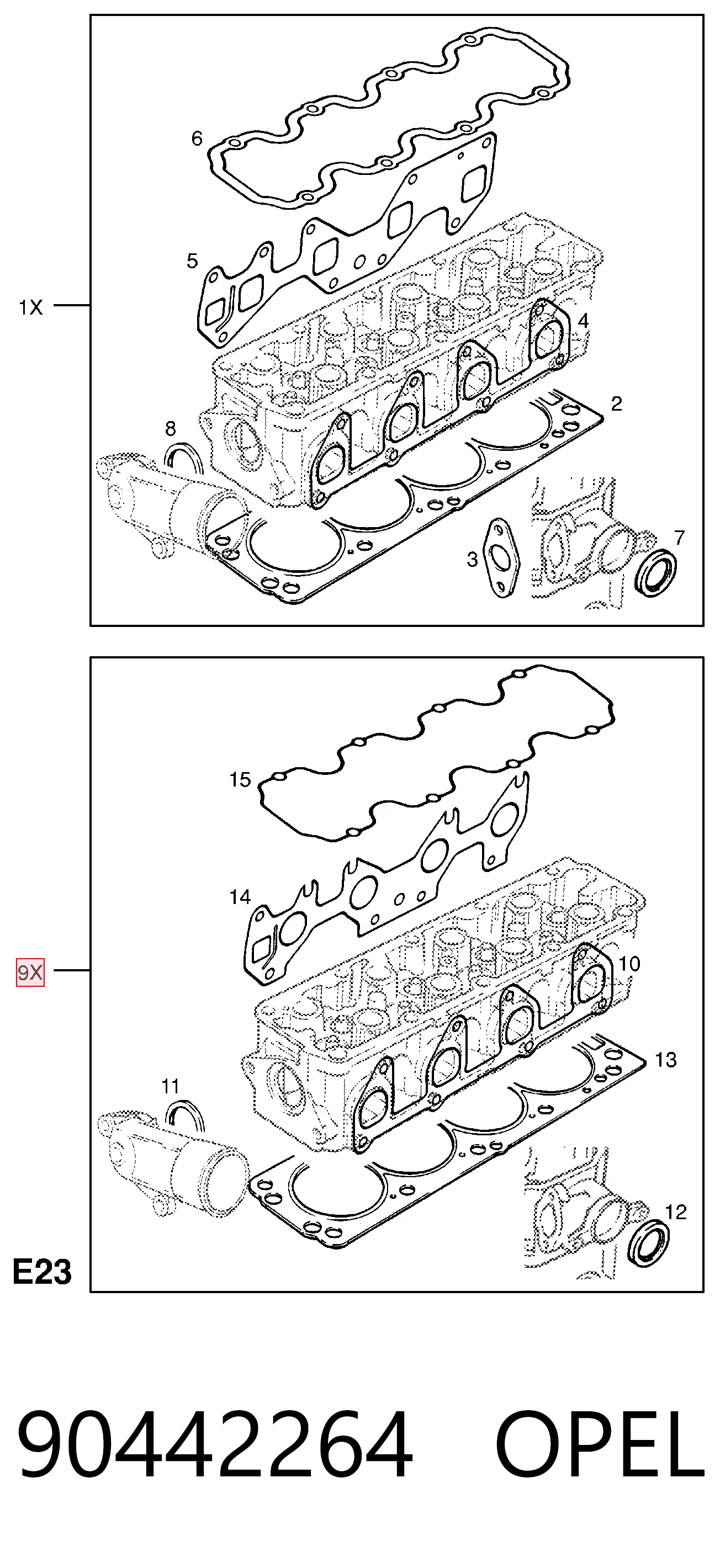 Купити S1140005 General Motors Комплект прокладок двигуна, верхній