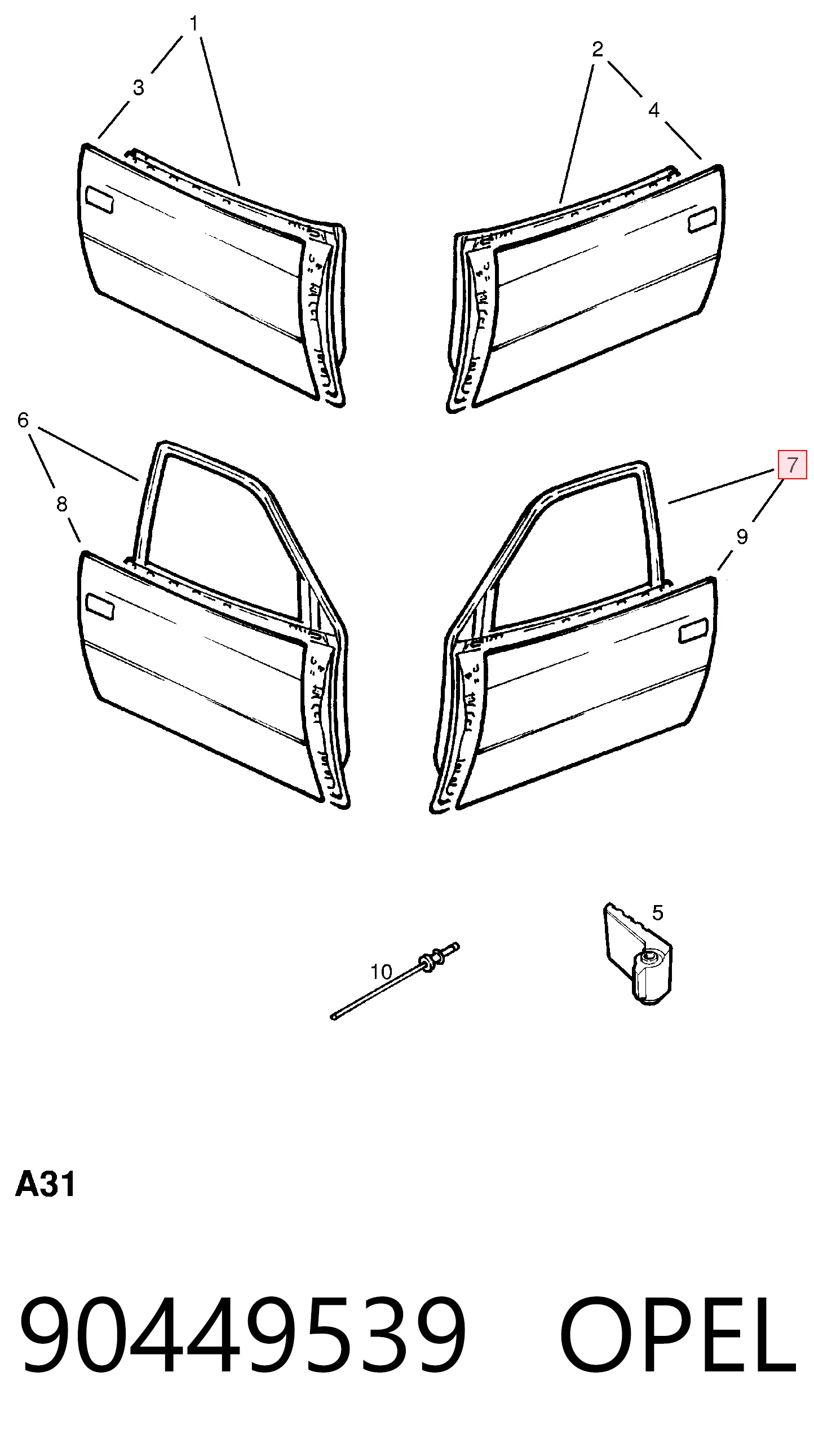 Дверь передня ліва на Opel Astra F 51, 52, F35, M35
