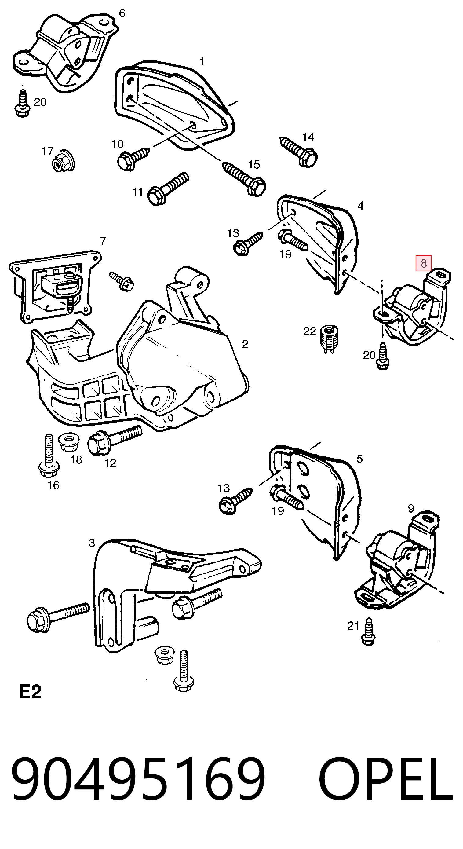 Подушка (опора) двигуна, ліва 90495169 General Motors