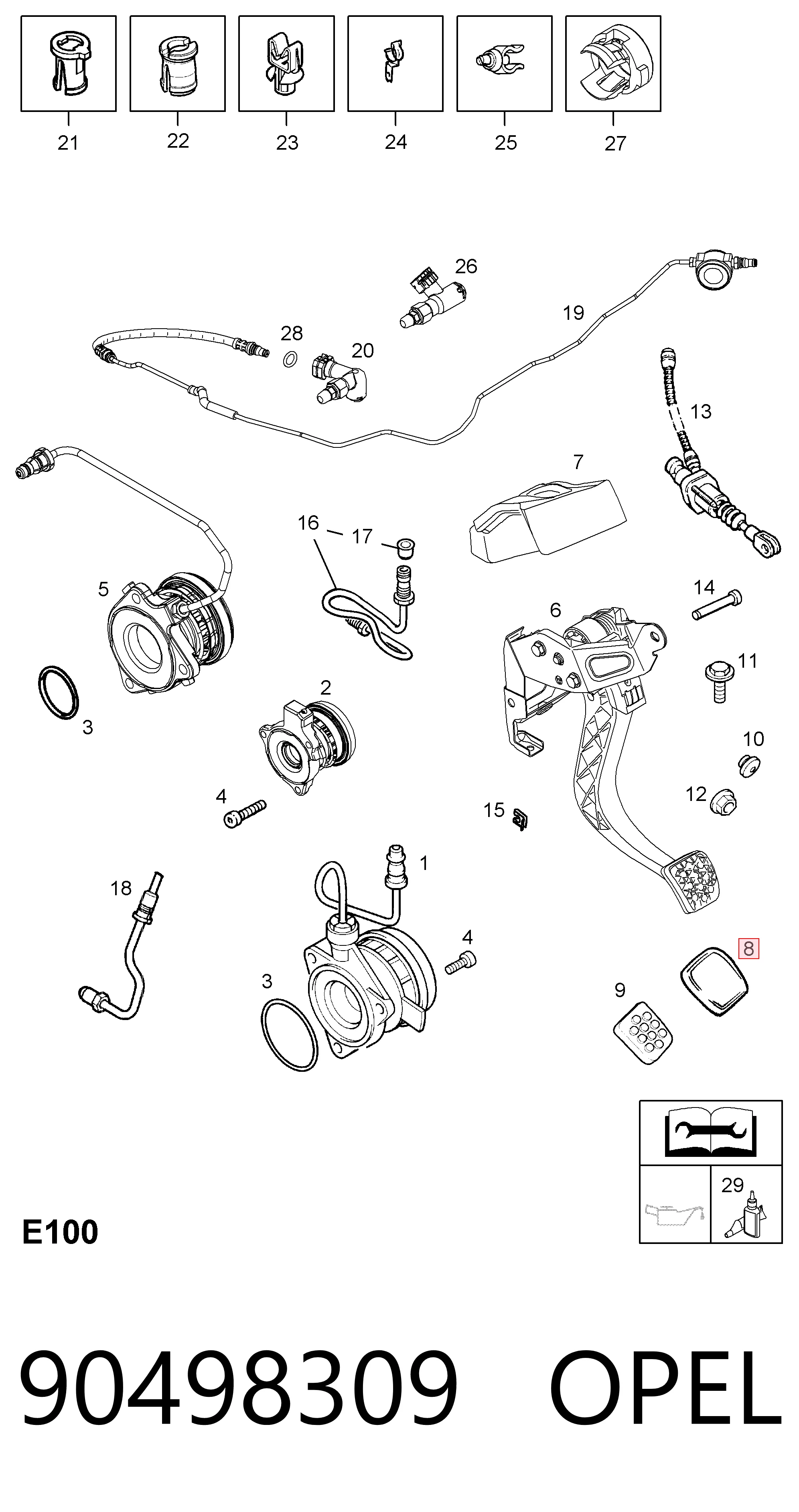 90498309 Opel Накладка педалі гальма