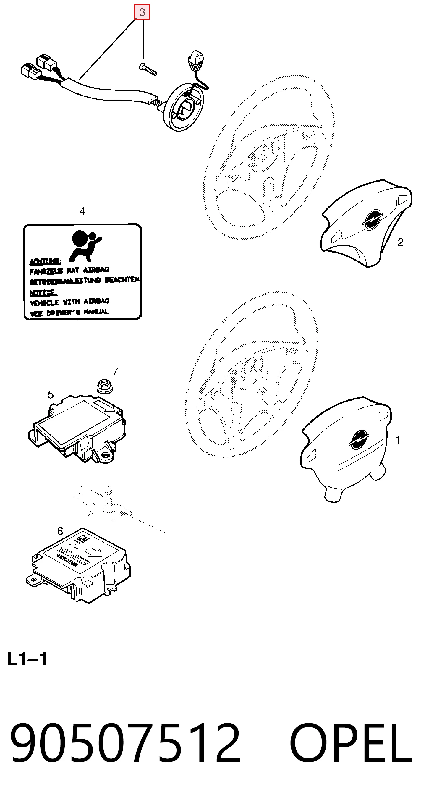199007 General Motors Шлейф Airbag