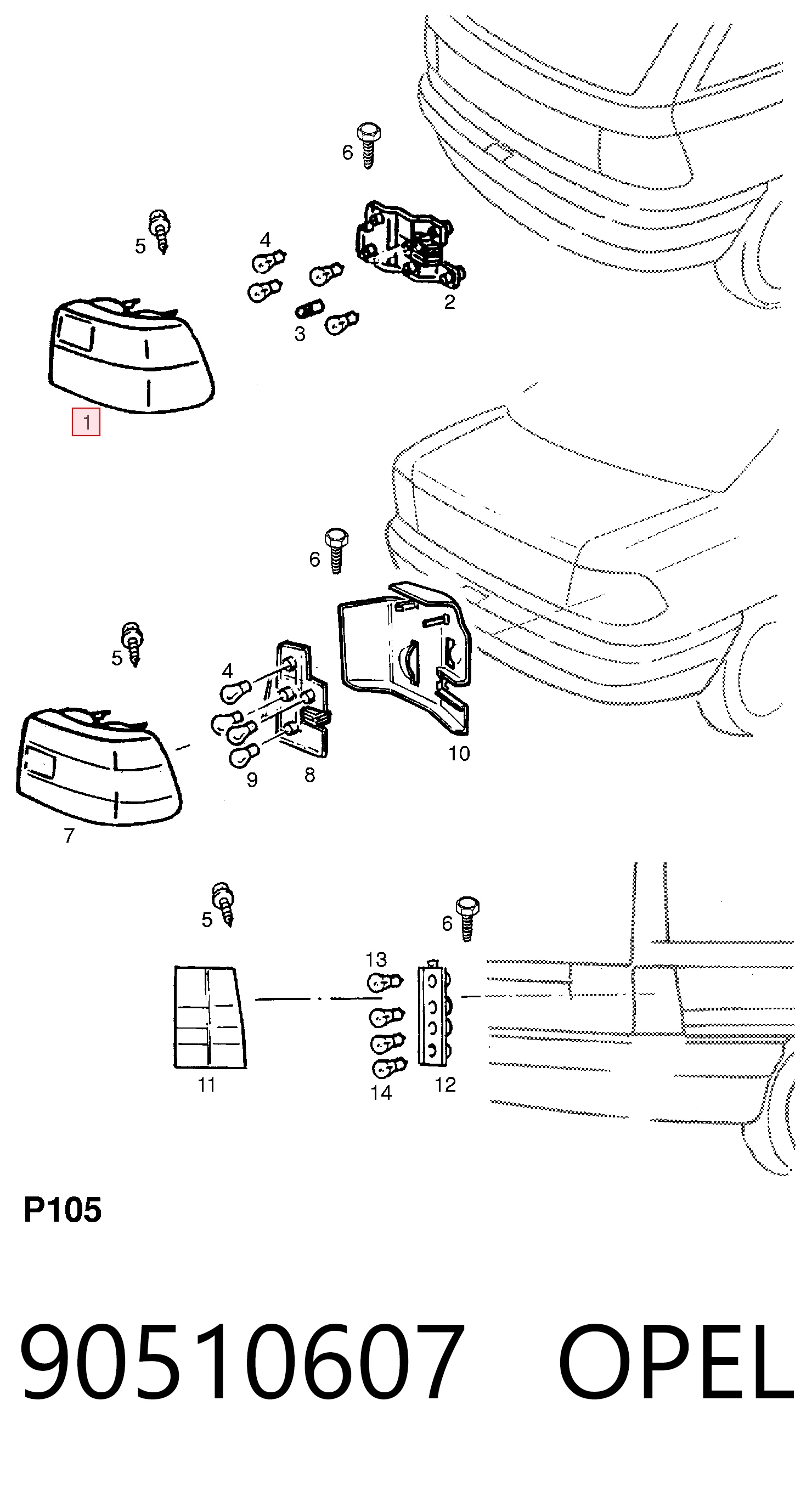 Задній правий стоп General Motors 90510613