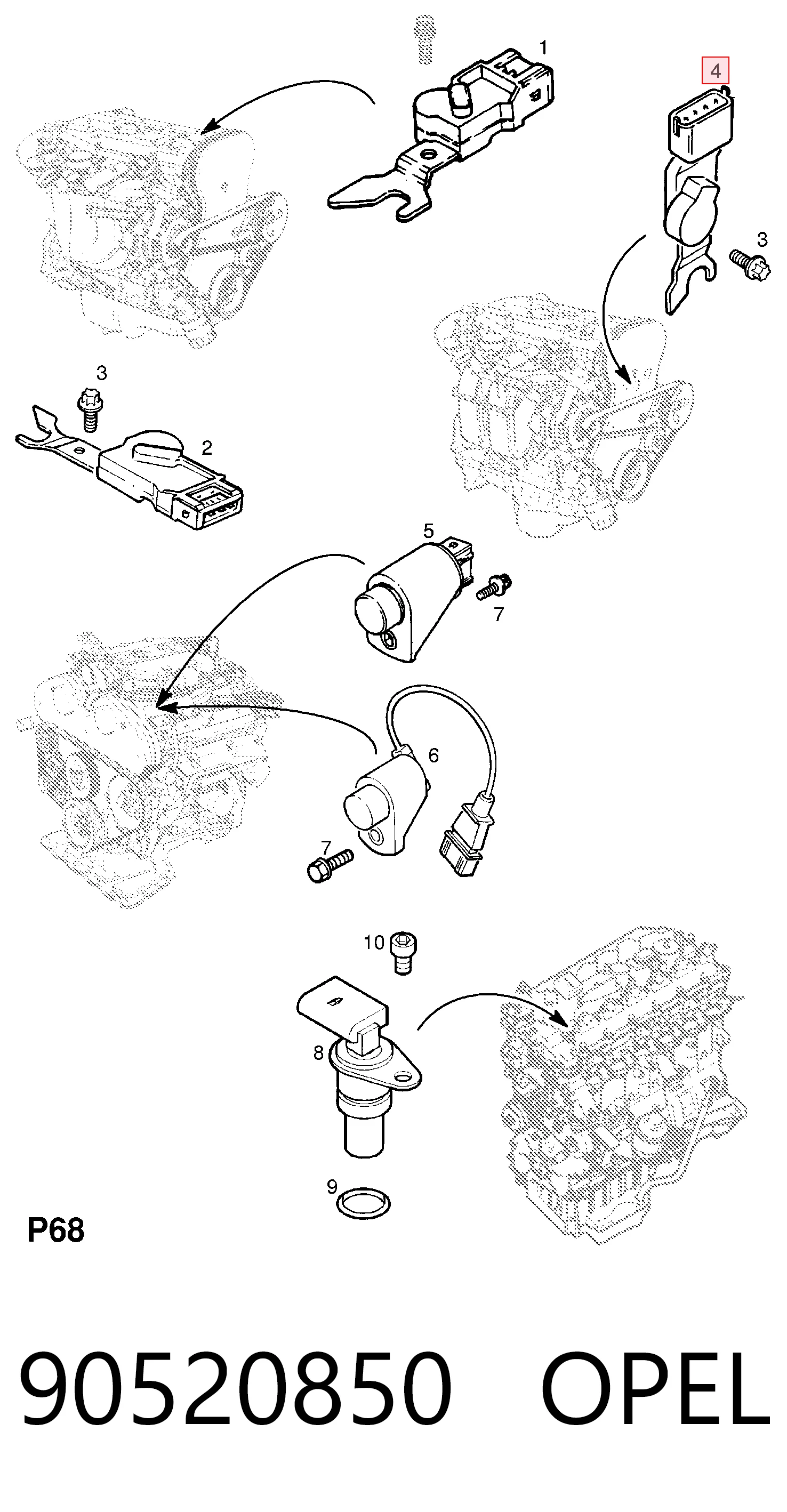 90520850 Opel Датчик розподільного вала