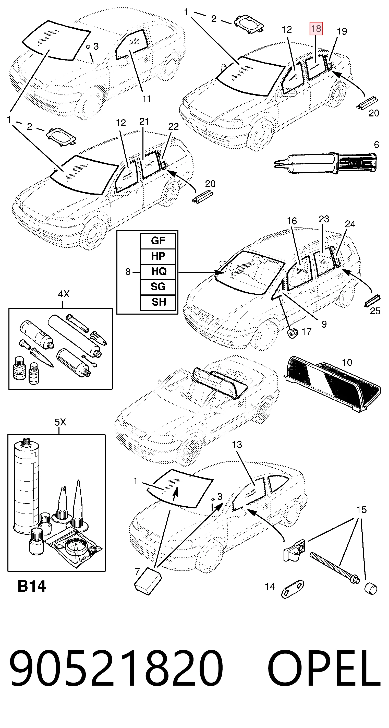 Скло заднє праве General Motors AB61035A ціна, від 25.34 USD