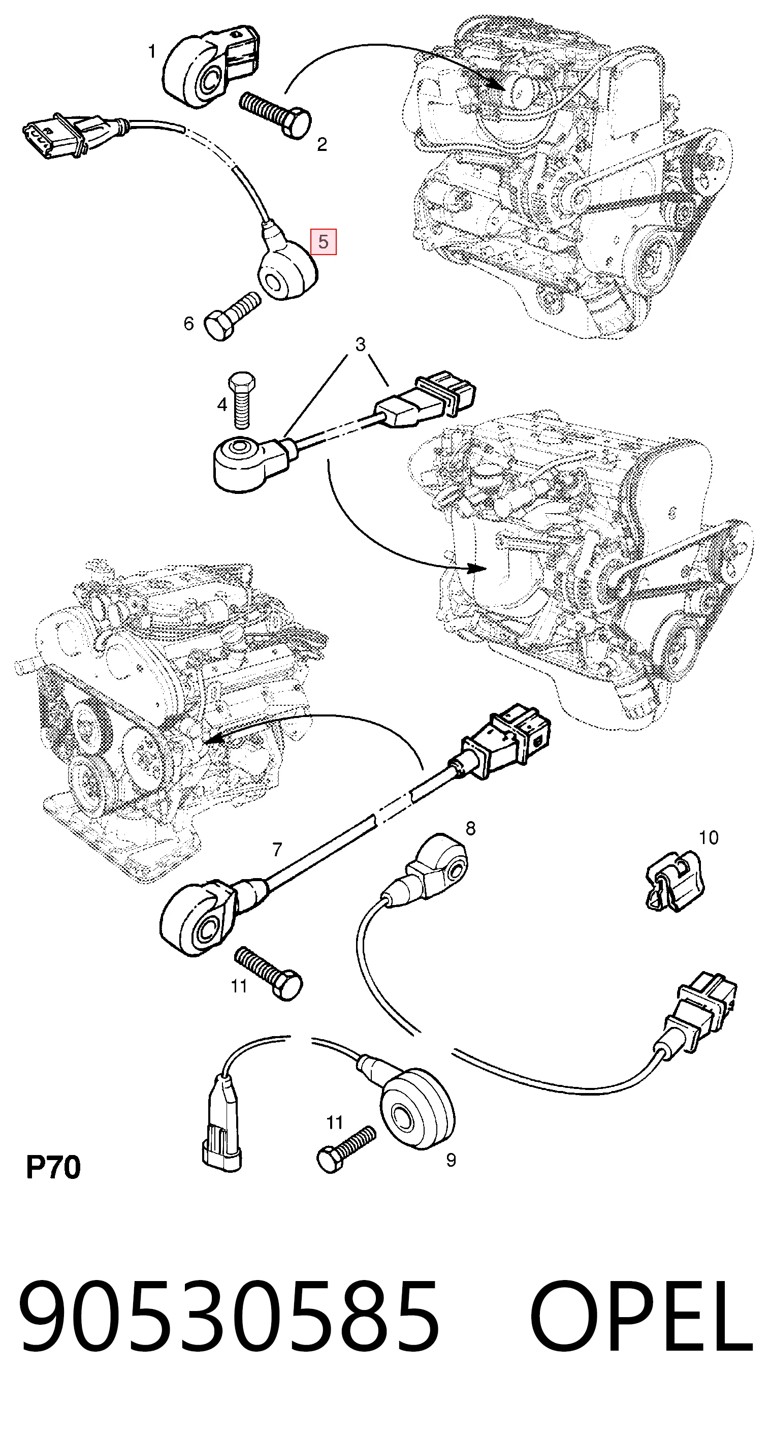 90530585 Opel Датчик детонації
