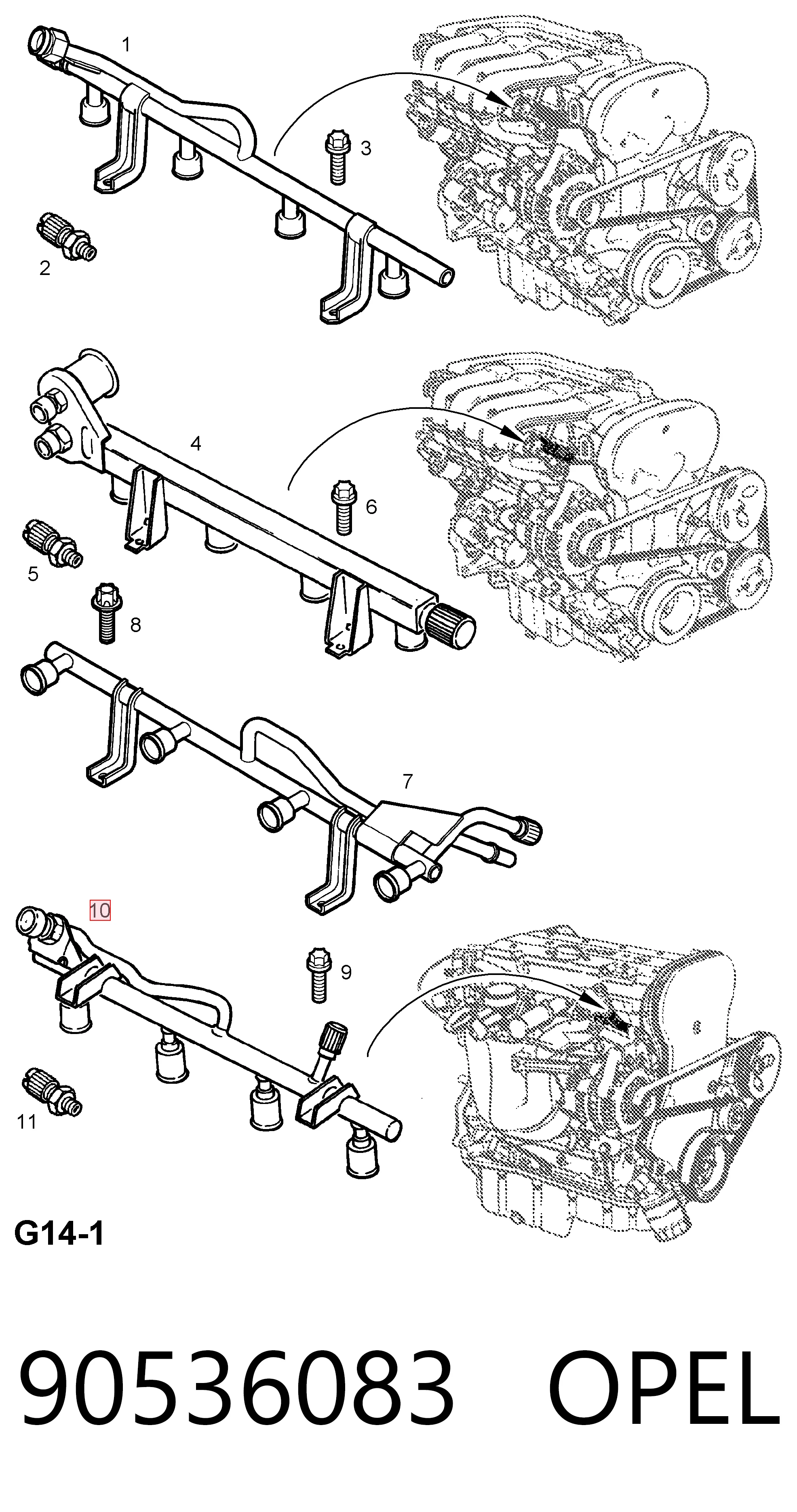 Рампа форсунок системи упорскування палива General Motors 90536083 ціна, від 5.62 USD