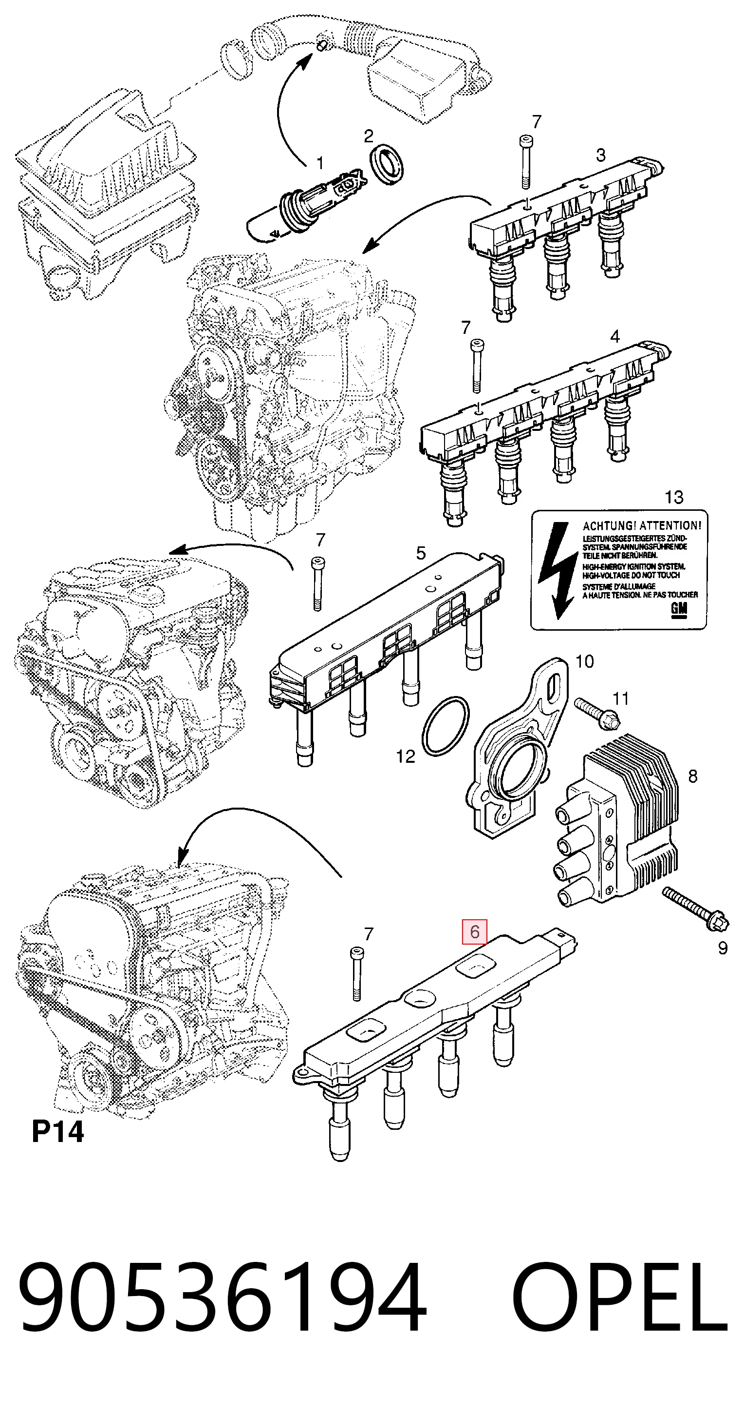 90536194 Opel Котушка запалювання