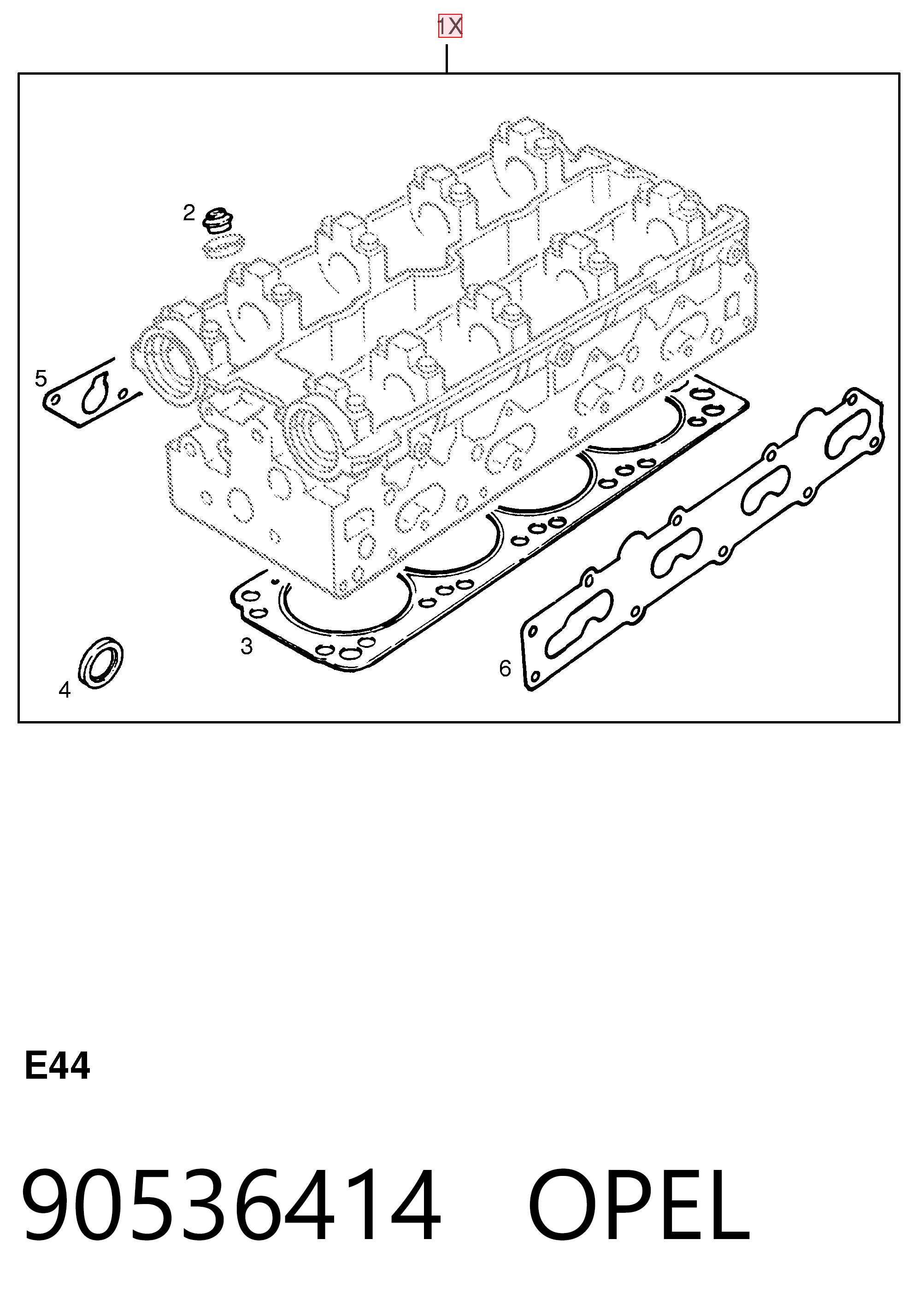 90536414 Opel Комплект прокладок двигуна, верхній