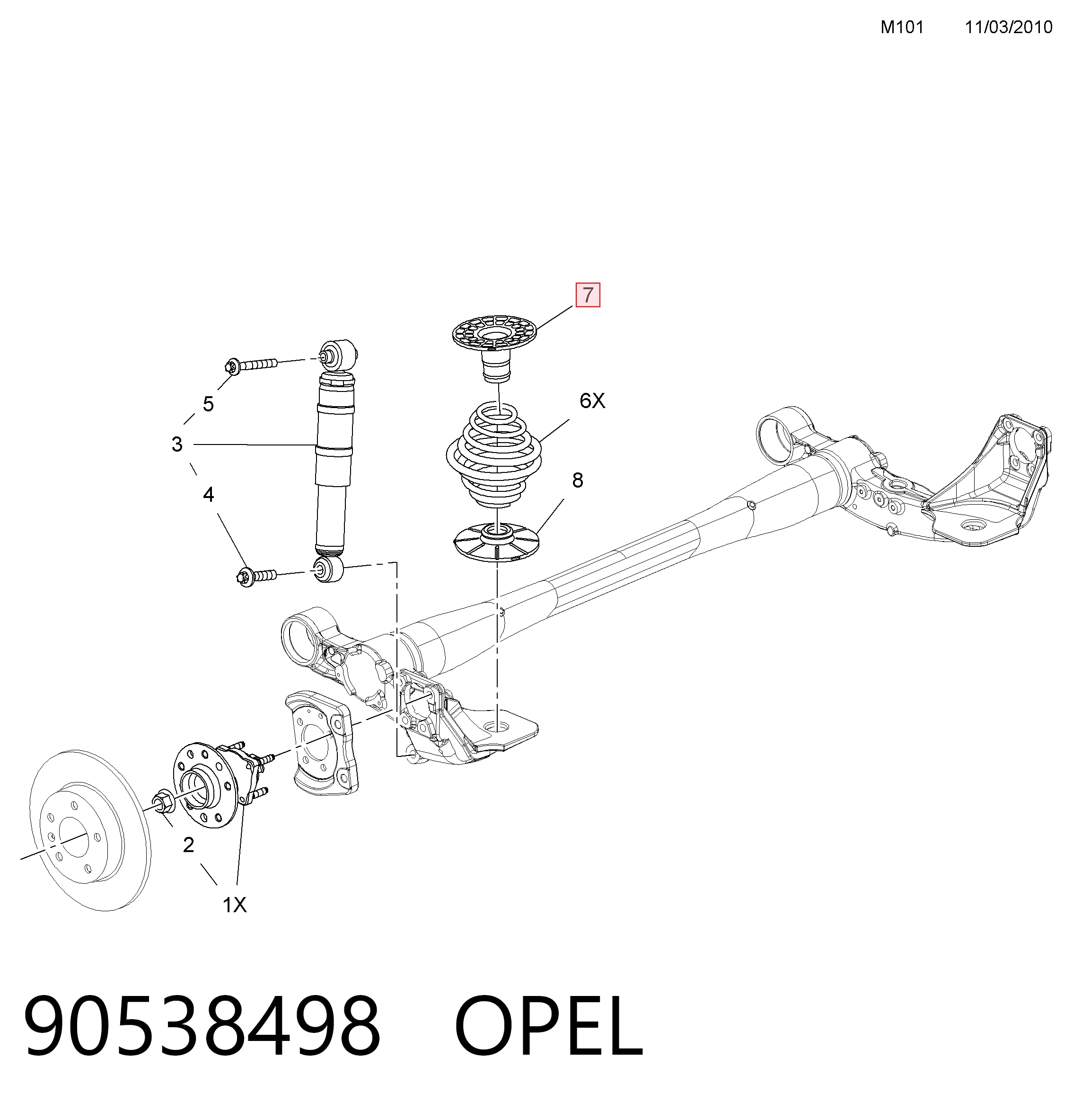 Проставка (гумове кільце) пружини задньої, верхня 424763 General Motors