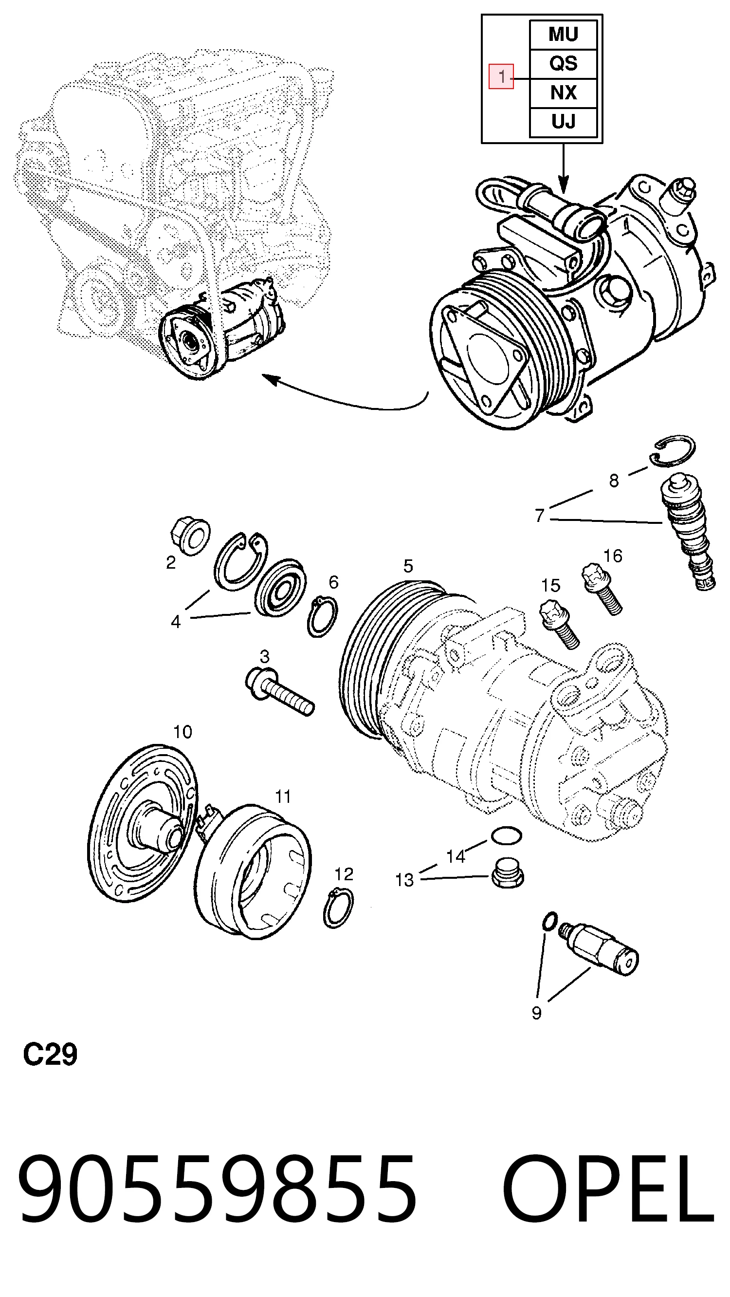 90559855 Opel Компресор холодоагенту