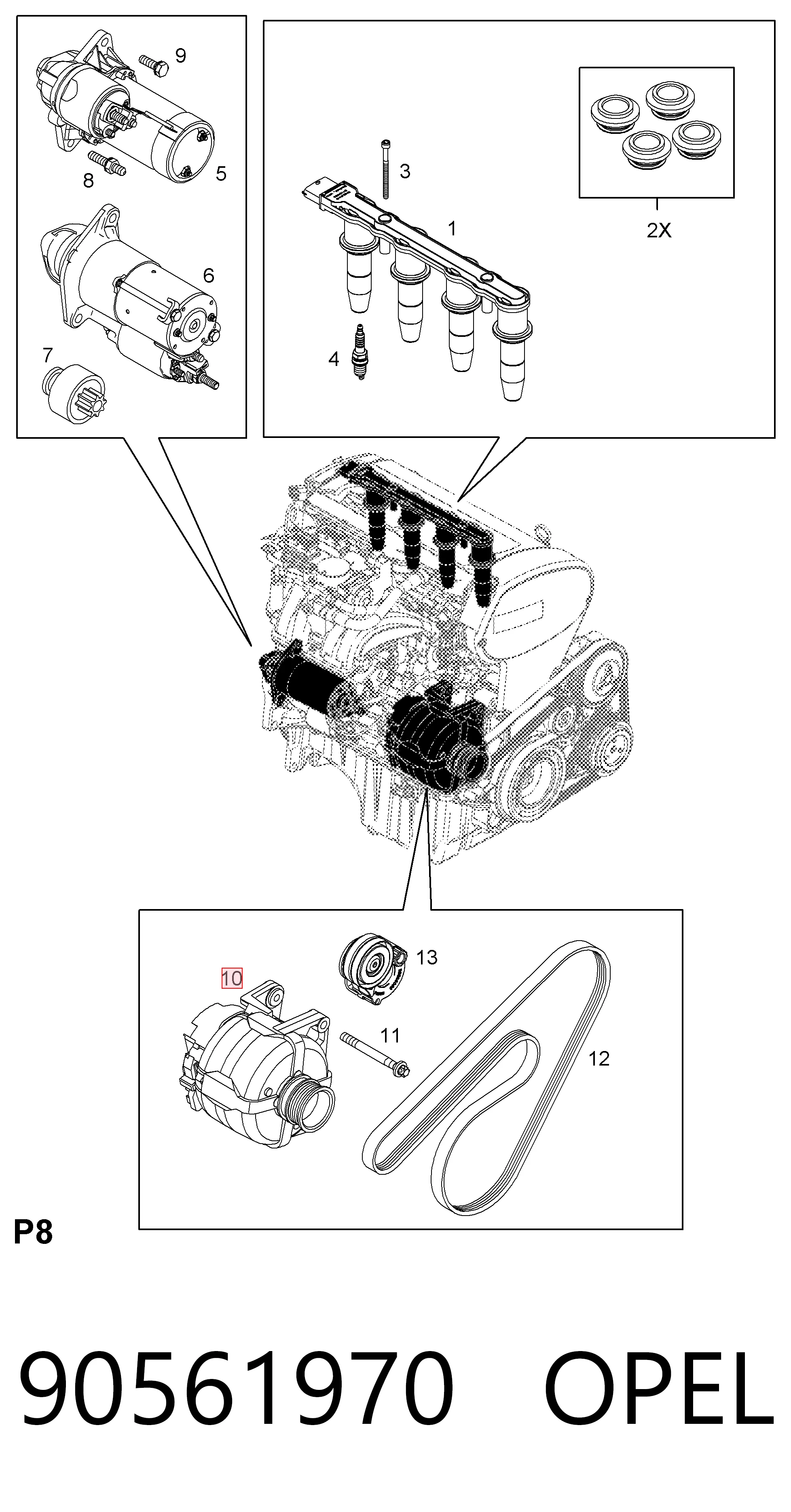 90561970 Opel Авто генератор