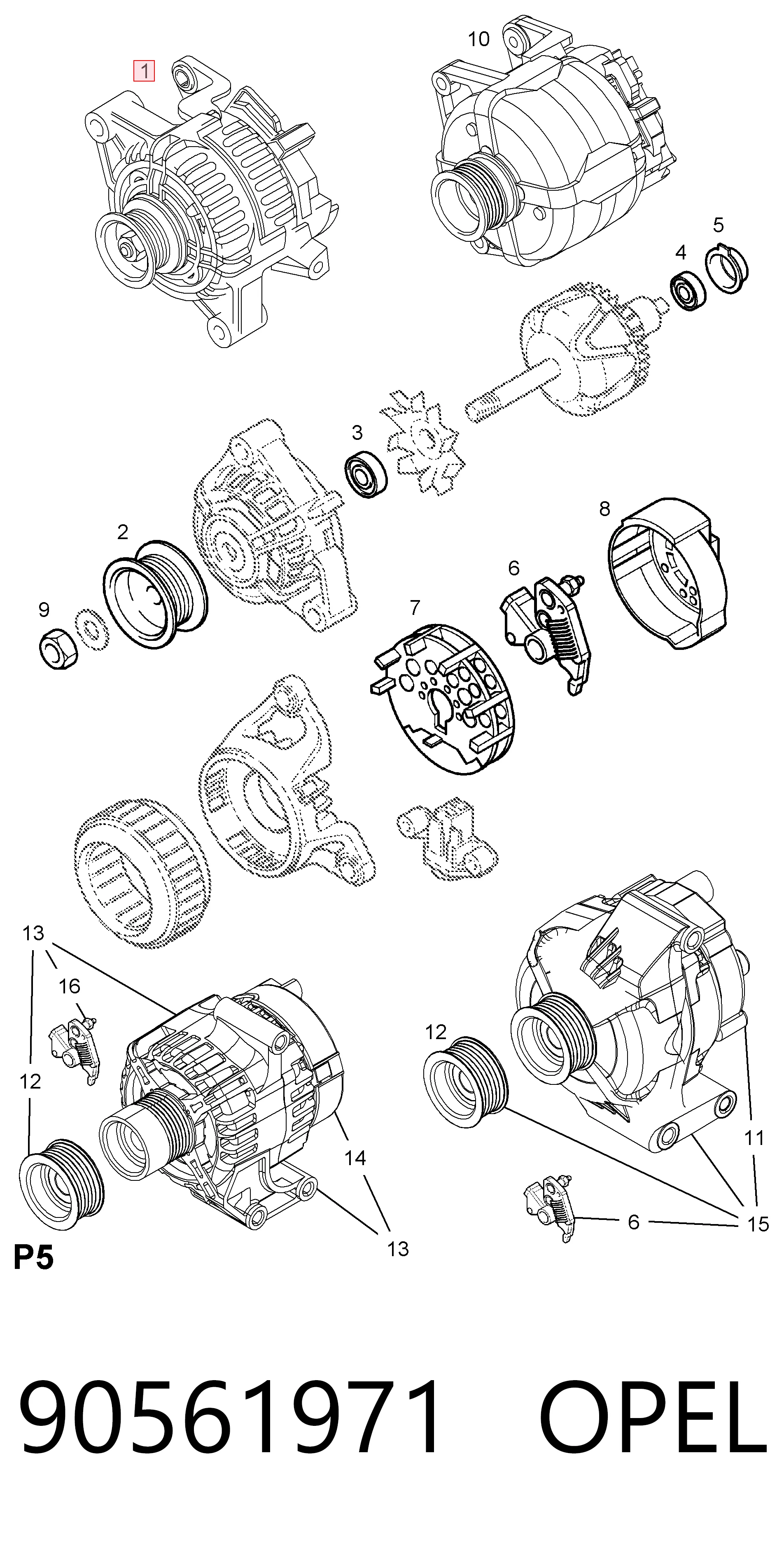 90561971 Opel Авто генератор