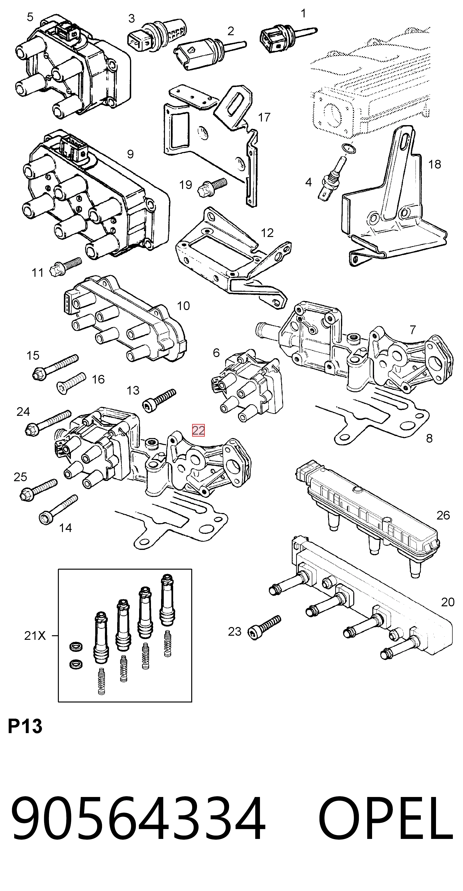 90564334 Opel Котушка запалювання