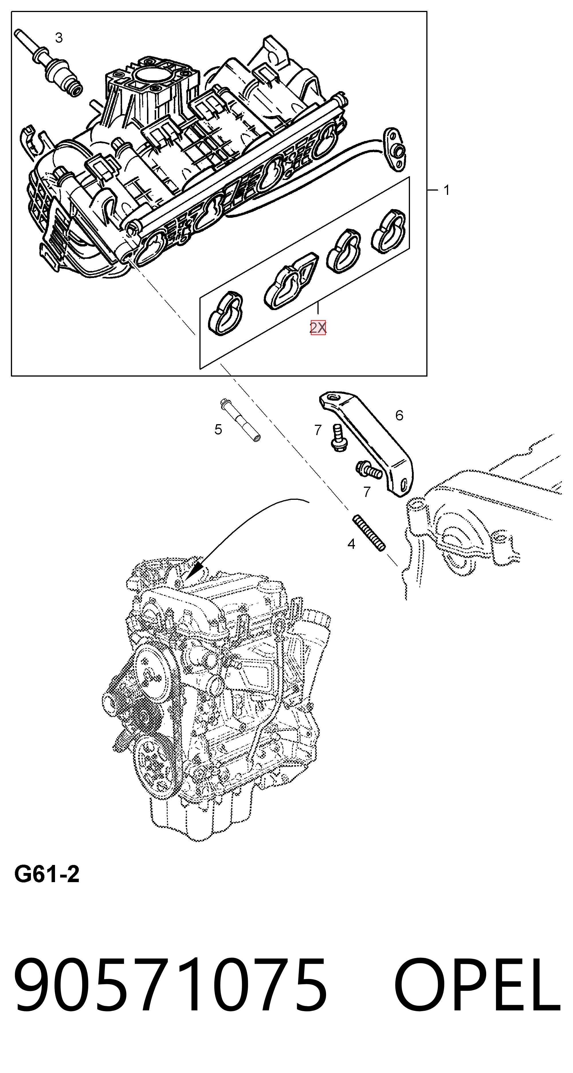 Прокладка впускного колектора на Opel Astra G F69