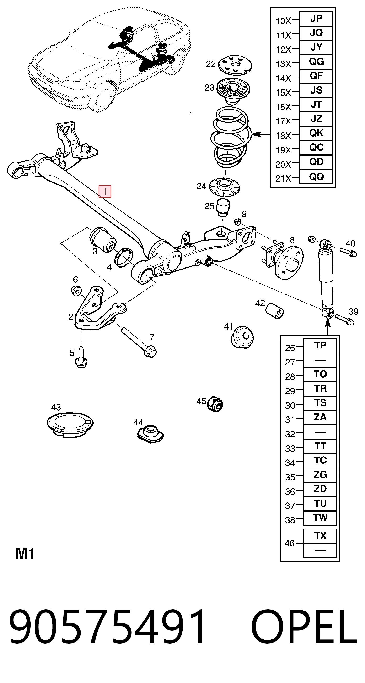 Підвіска задня на Opel Astra G F69