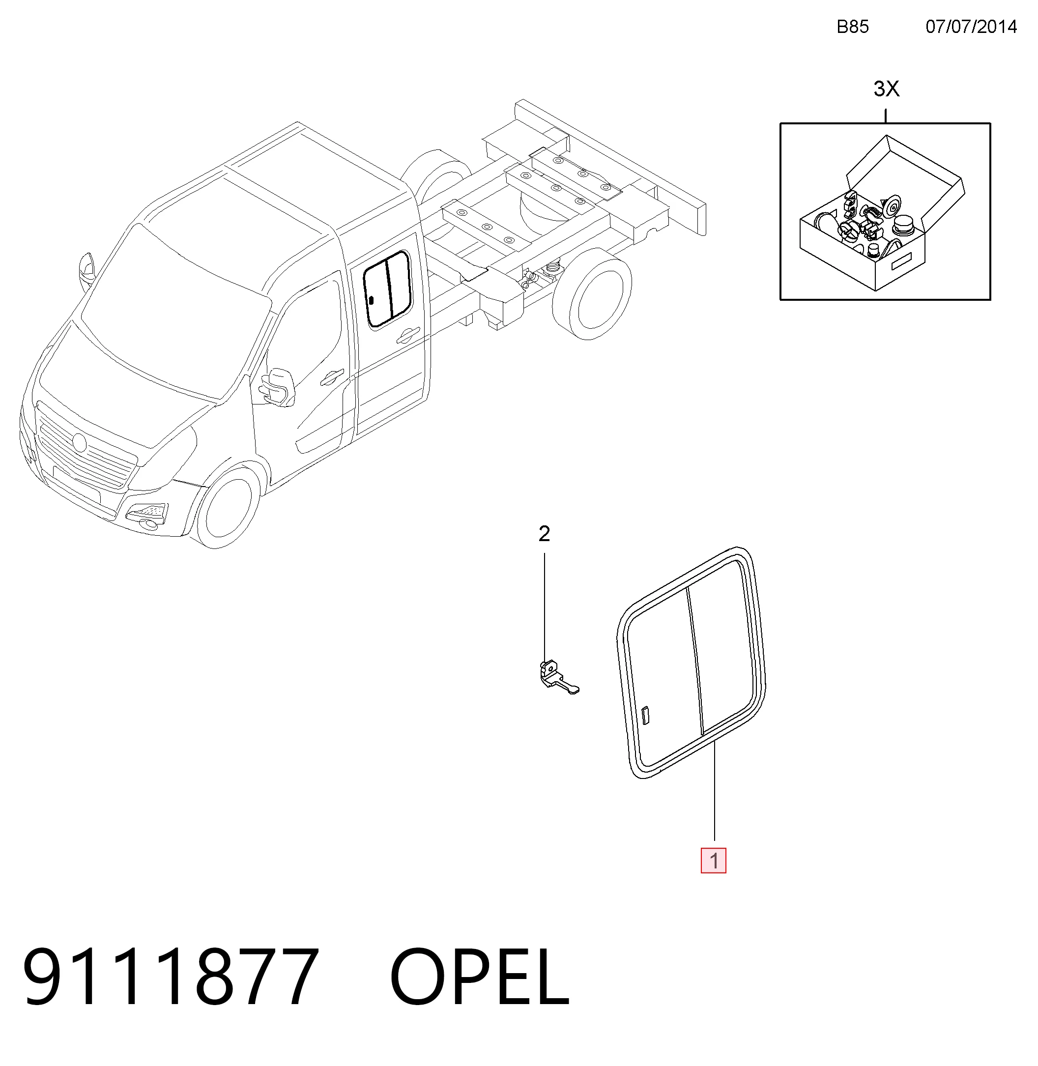 9111877 General Motors Скло задніх дверей, лівих