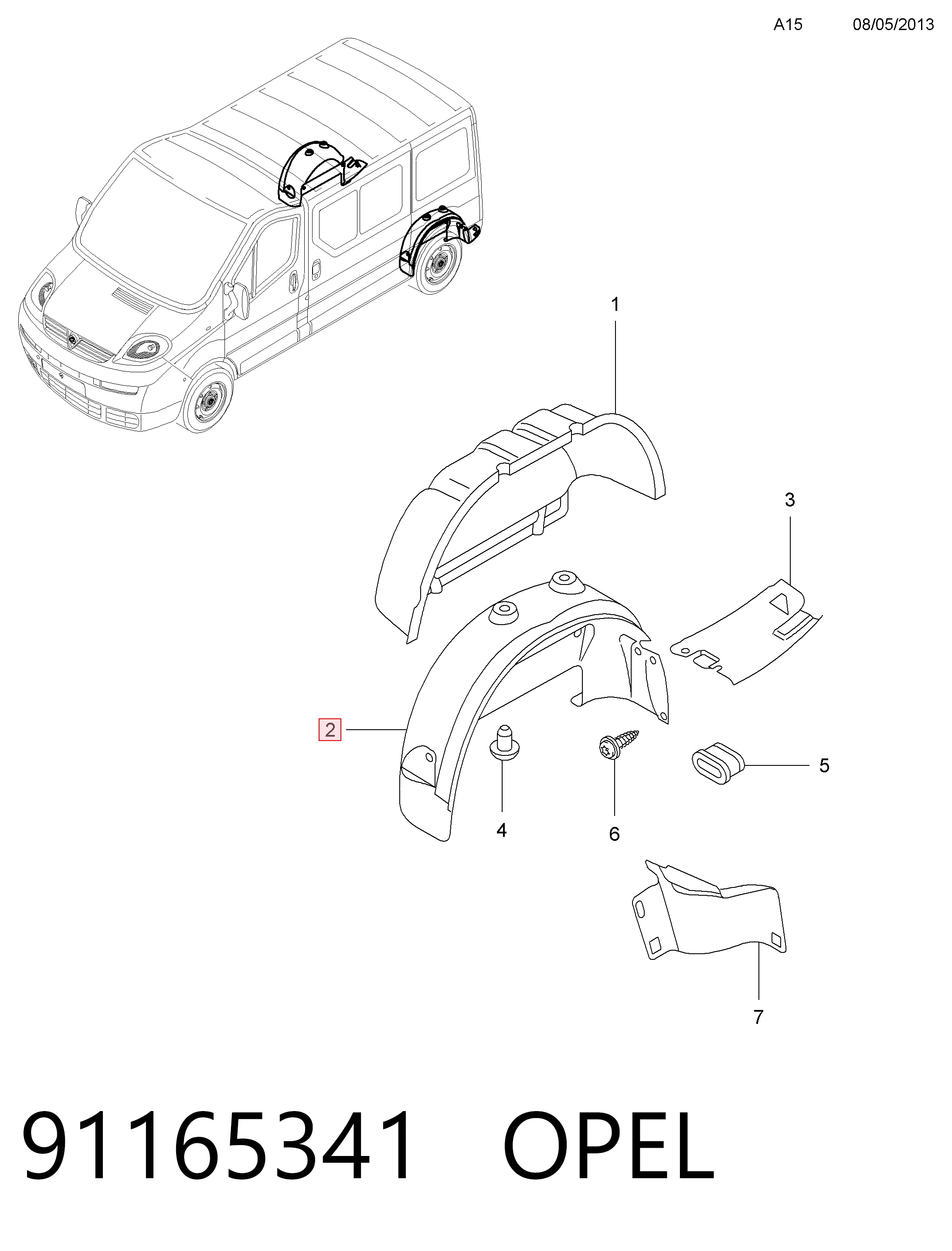 91165341 Peugeot/Citroen Підкрилок задній правий