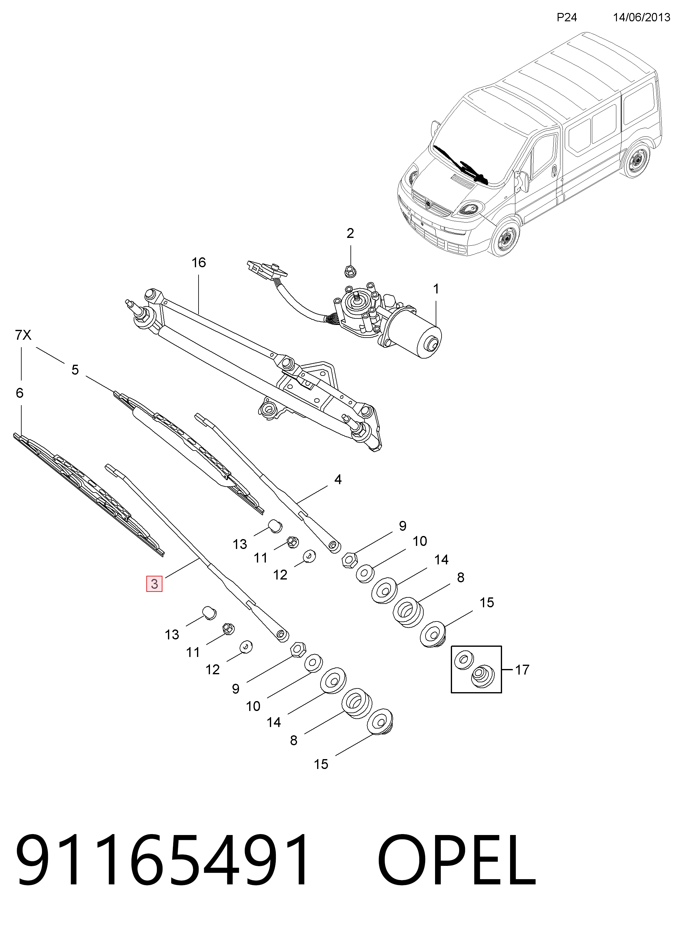  Важіль склоочисника Opel Vivaro 