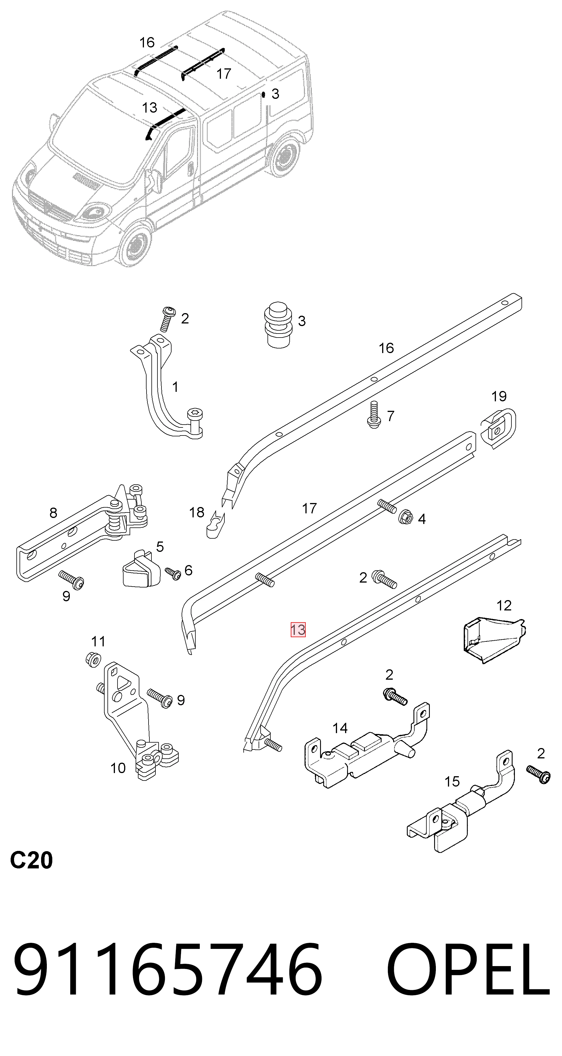91165746 Peugeot/Citroen Рейка направляюча зсувної двері, нижня ліва