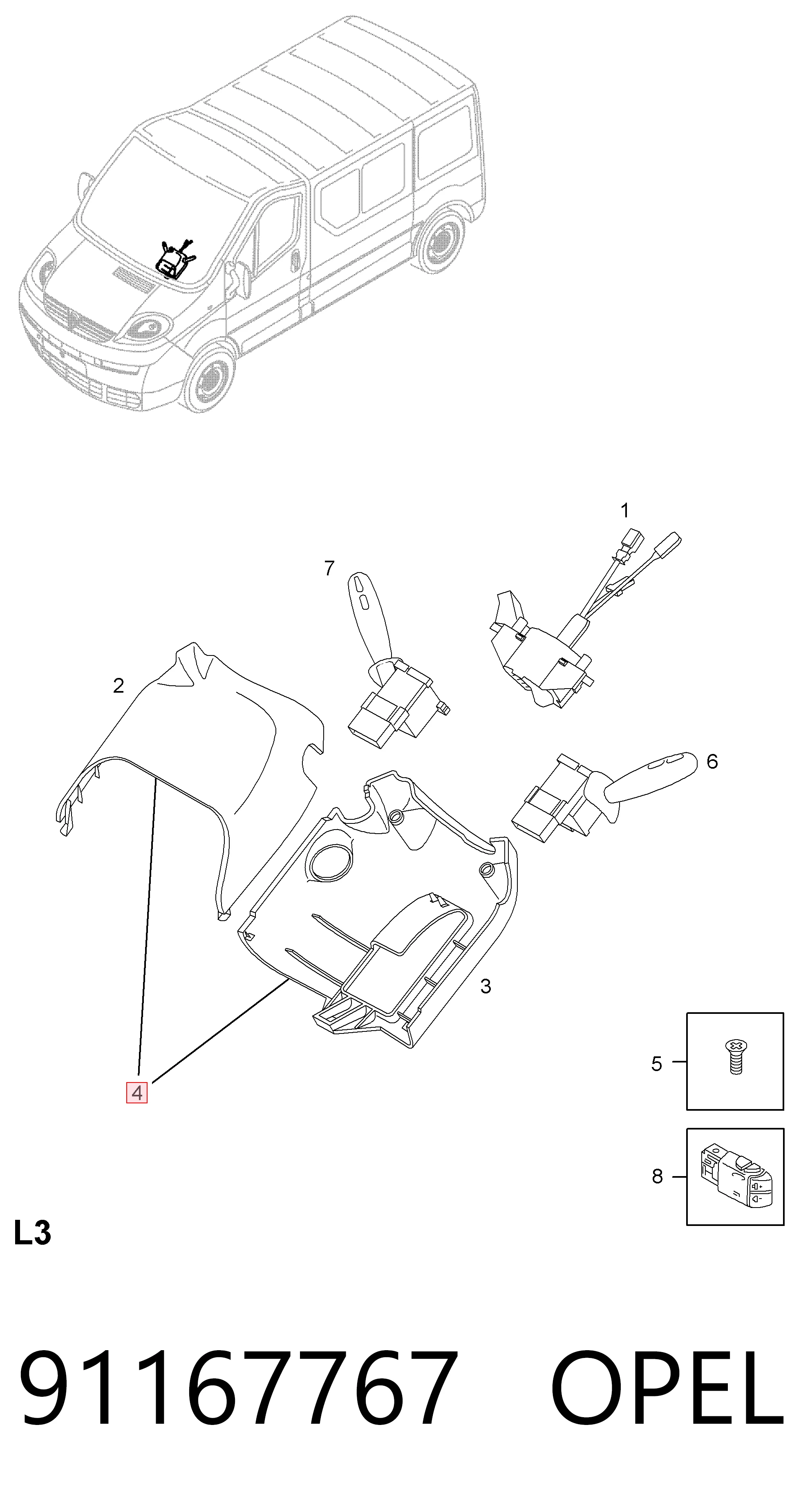 91167767 Renault (RVI) Накладка рульової колонки