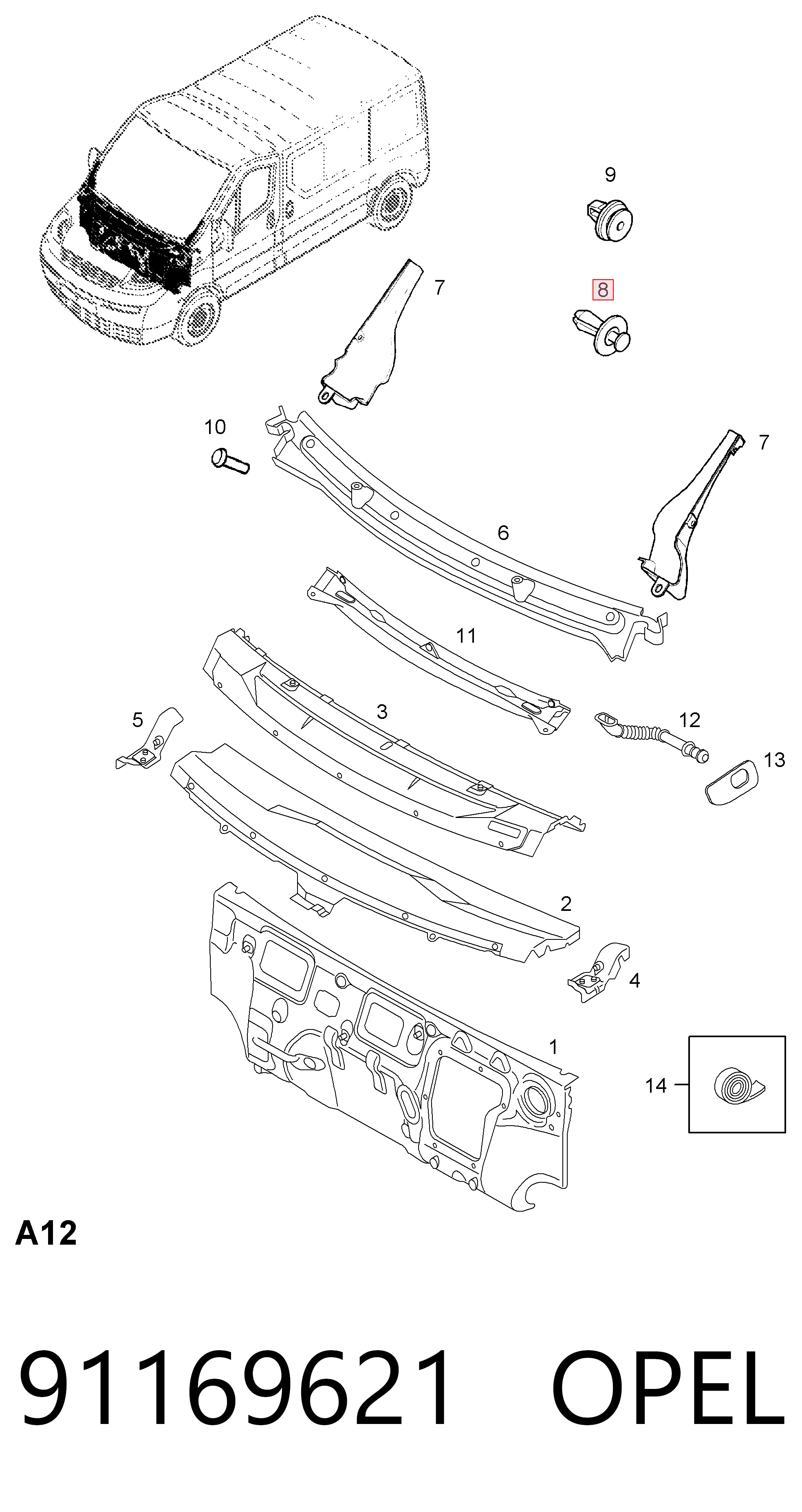 91169621 Peugeot/Citroen Пістон (кліп) кріплення обшивки дверей