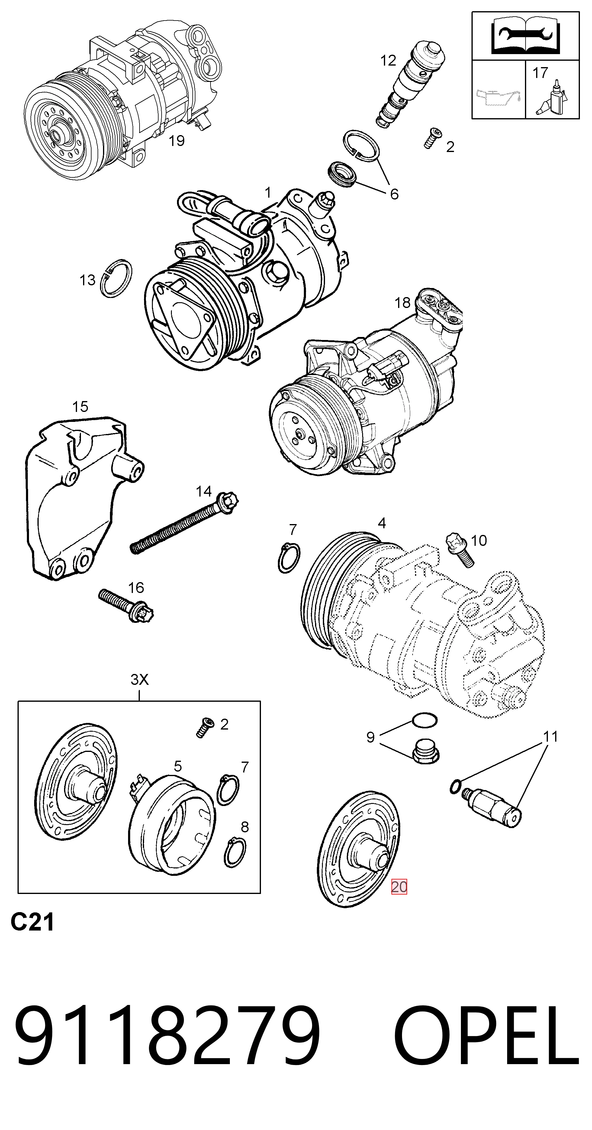 Диск муфти компресора кондиціонера 1854235 General Motors