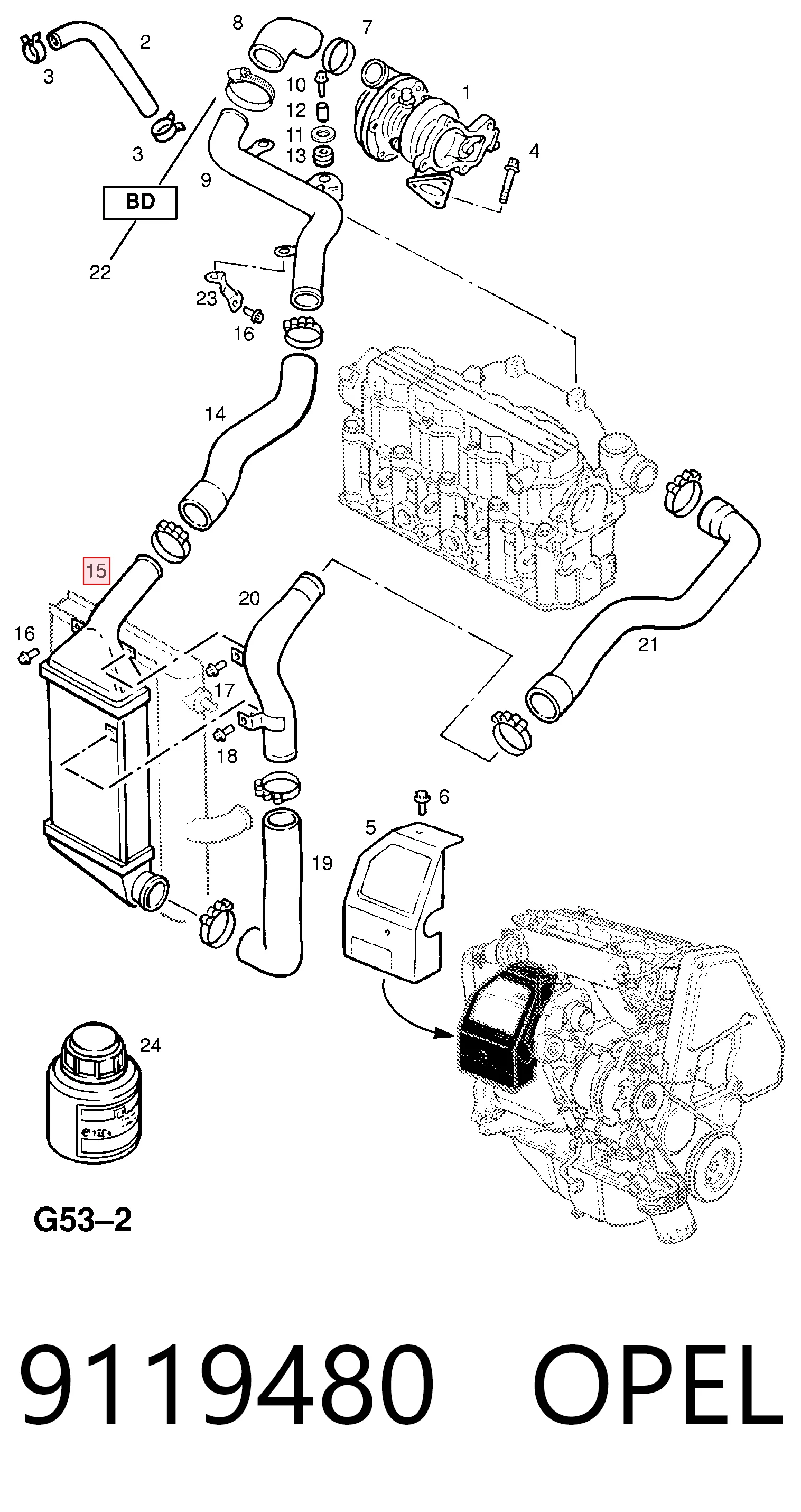 Купити 9119480 General Motors Радіатор интеркуллера