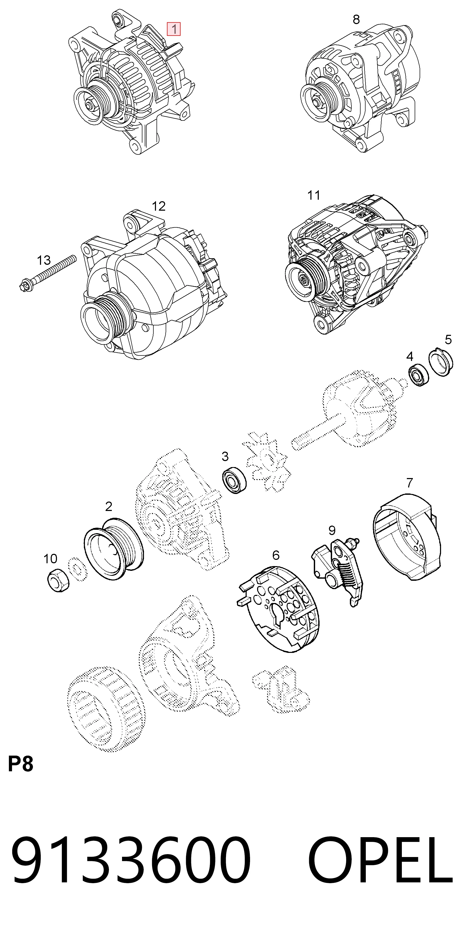 9133600 Opel Авто генератор