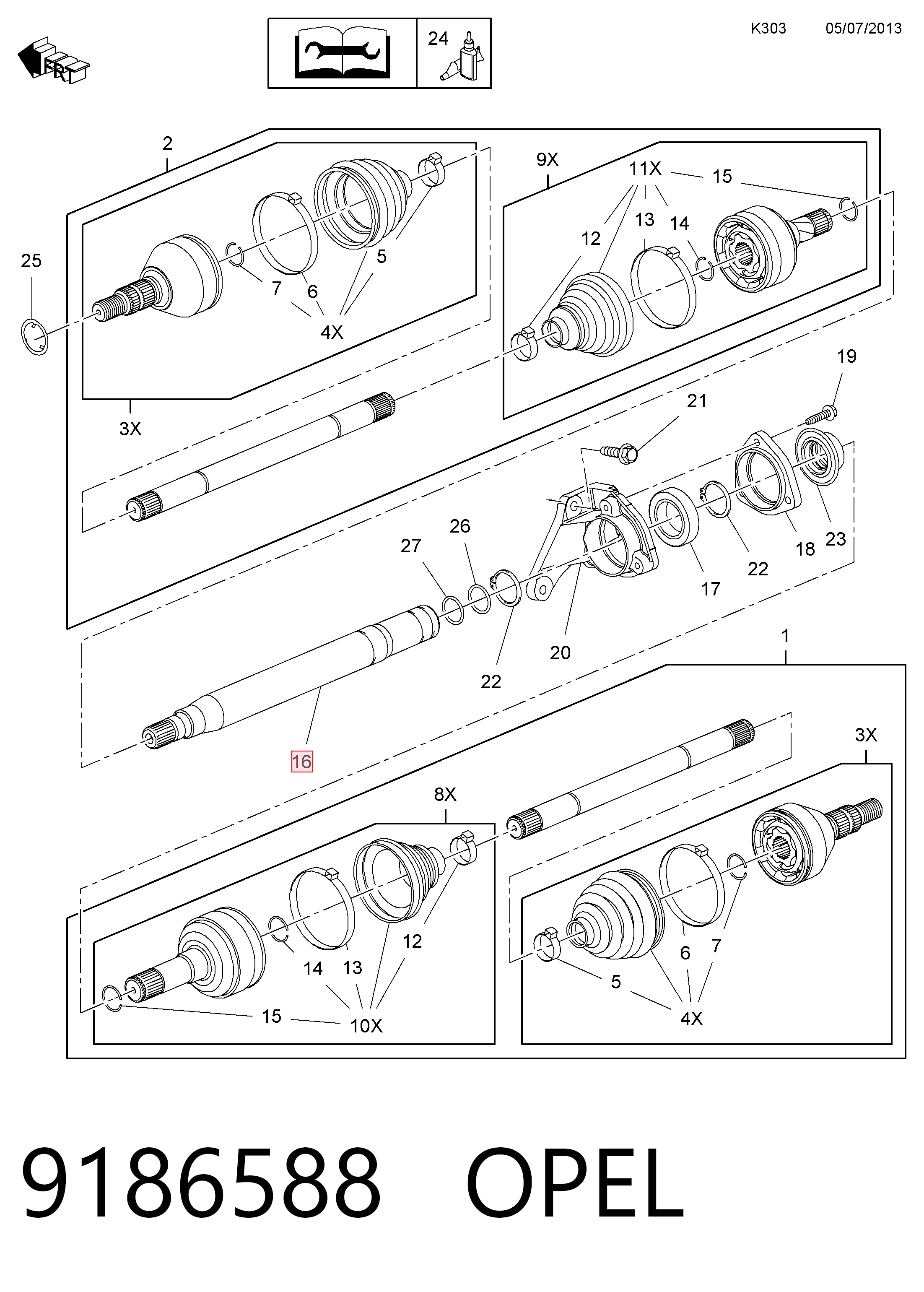 Купити OA7229 Posterparts Приводний вал проміжний