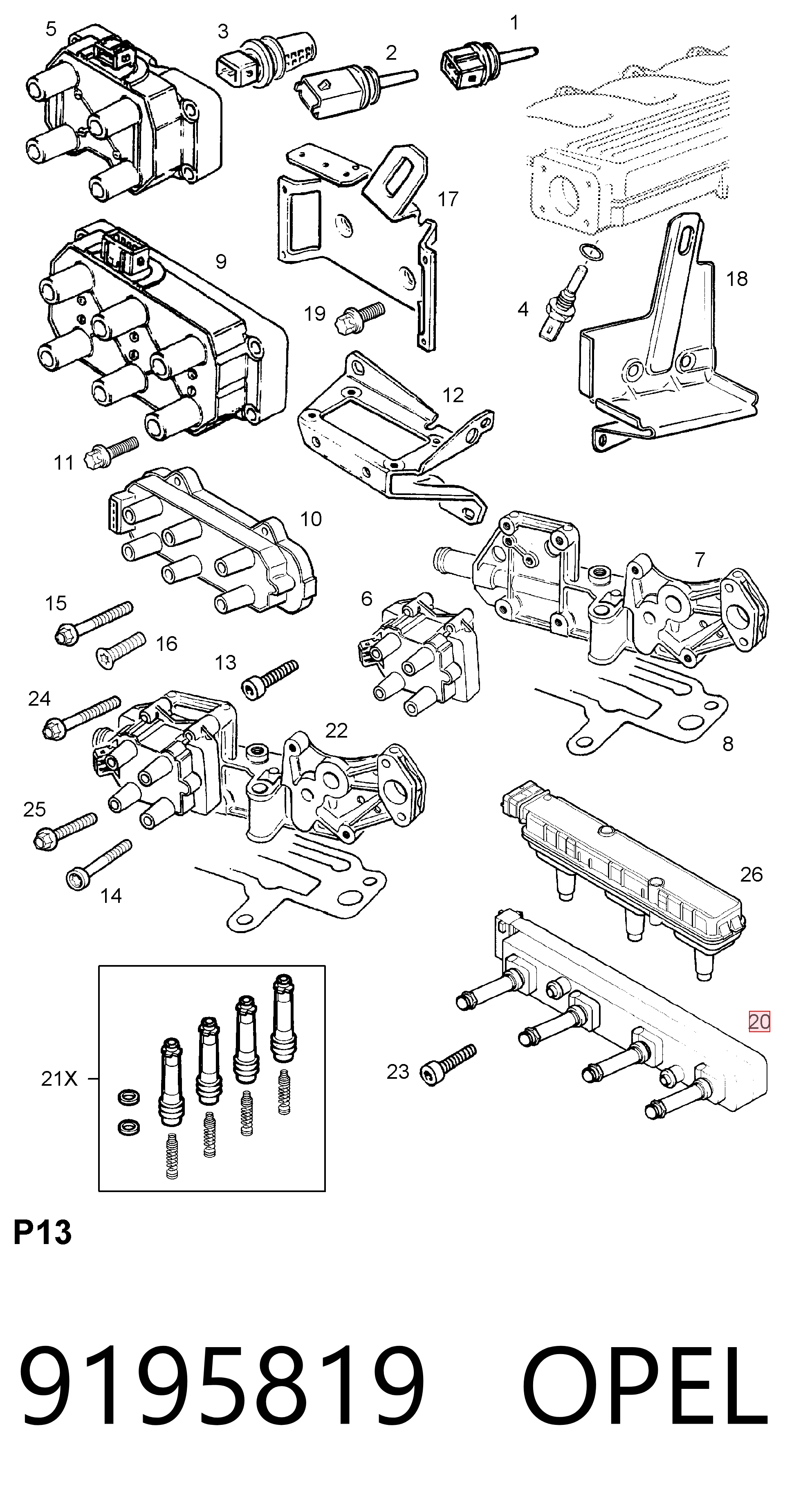 9195819 Opel Котушка запалювання