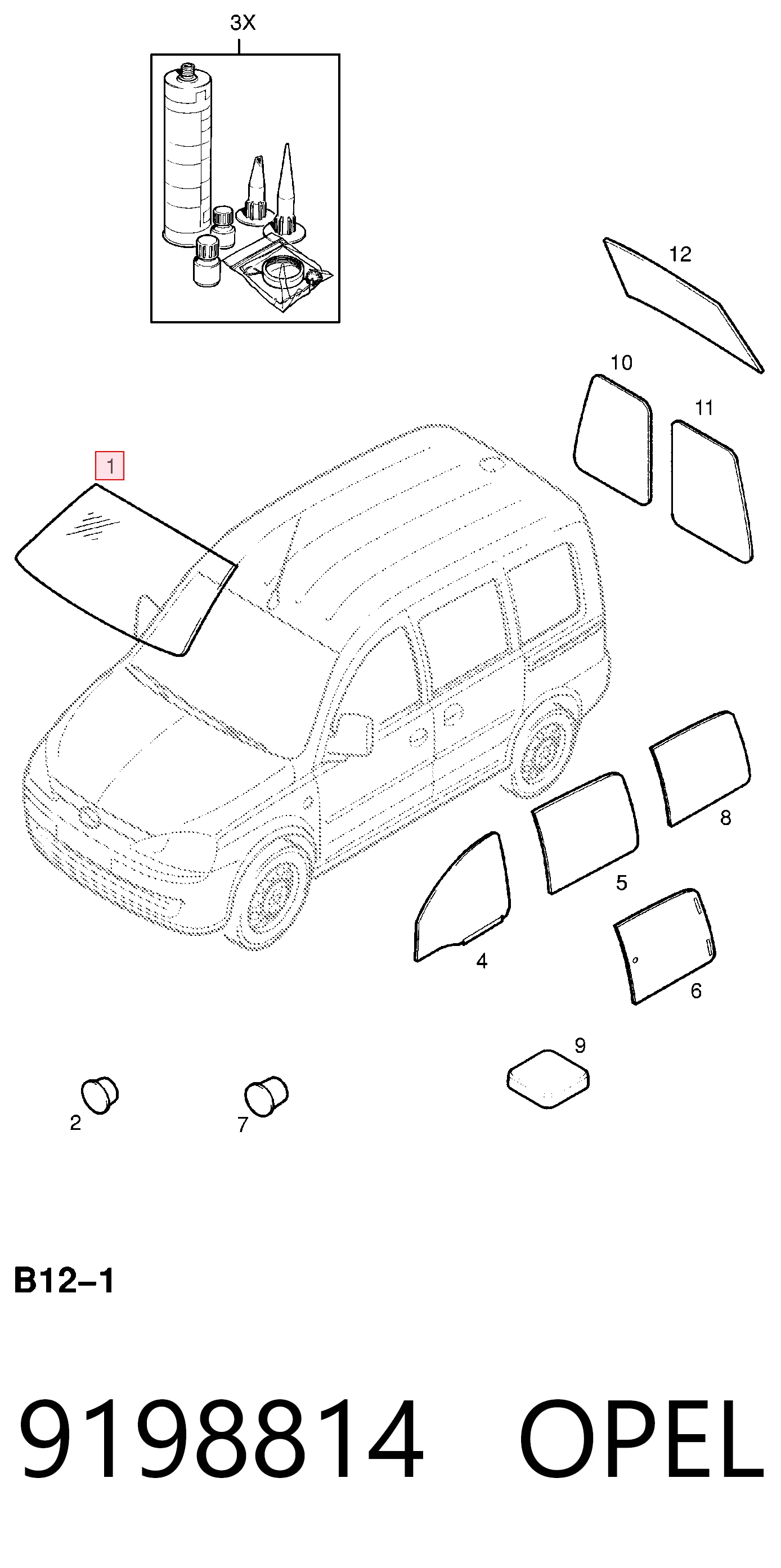 Автомобільне скло на Opel Corsa C F08, F68