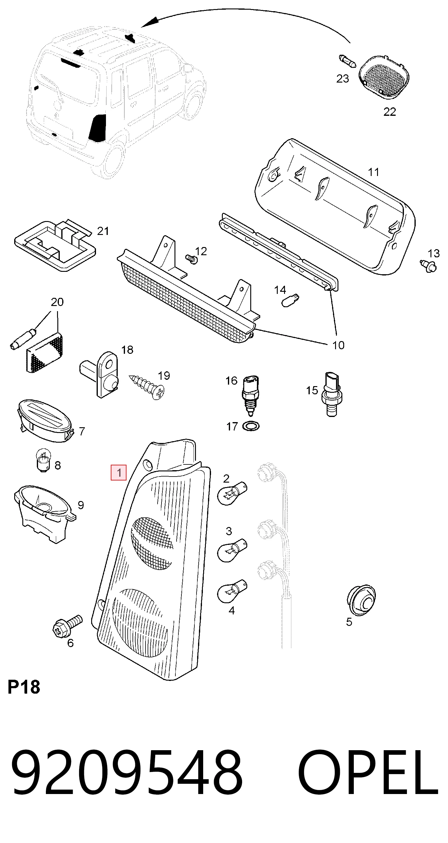 Ліхтар задній лівий Opel Agila A хетчбек (H00) (2000 - 2007) ціна, від 50.88 USD