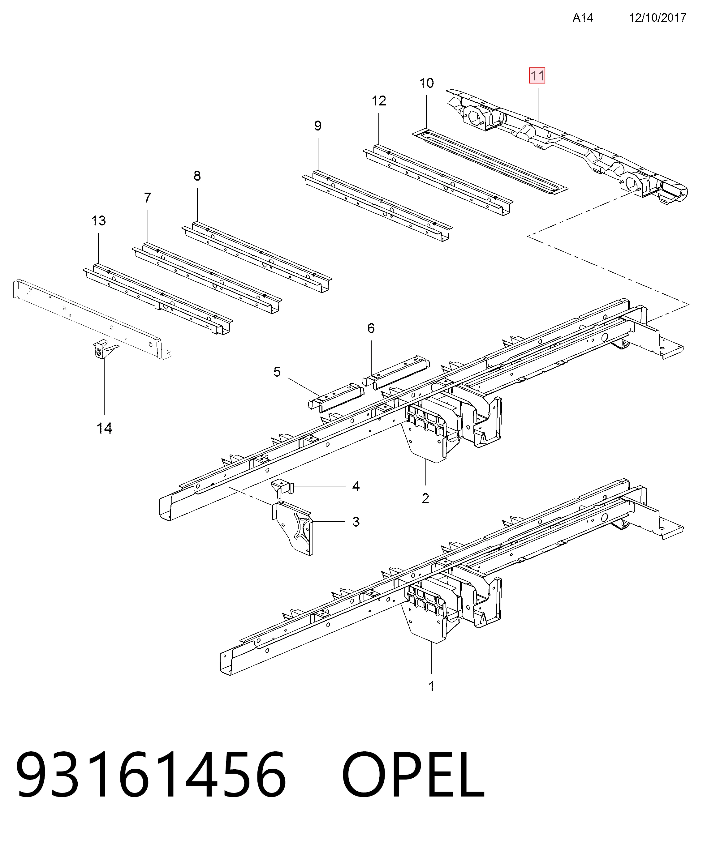 7912200Q0A Renault (RVI) Шина бампера заднього