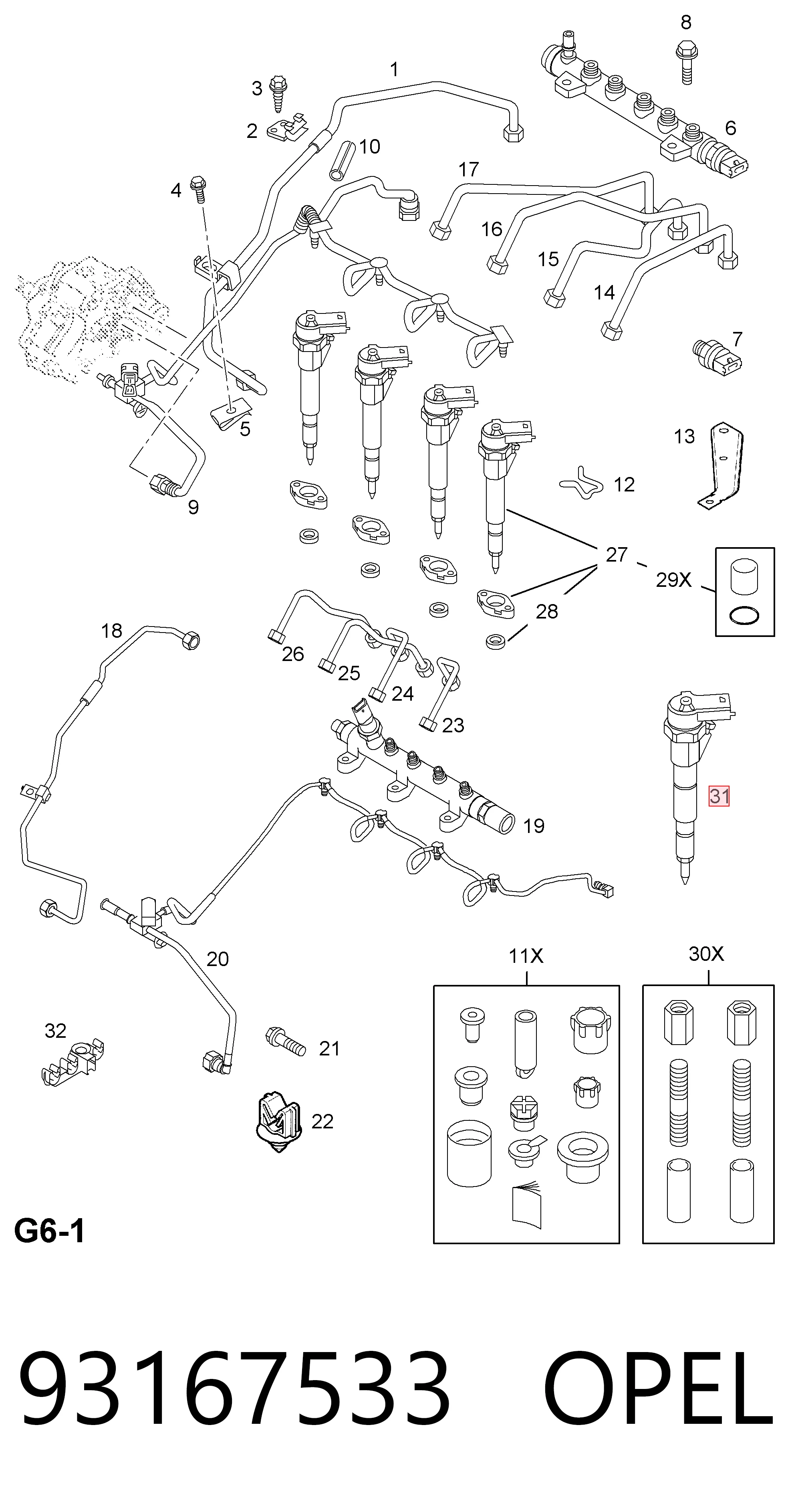 Купити 93167533 Renault (RVI) Форсунка дизельна в зборі, розпилювач + тримач