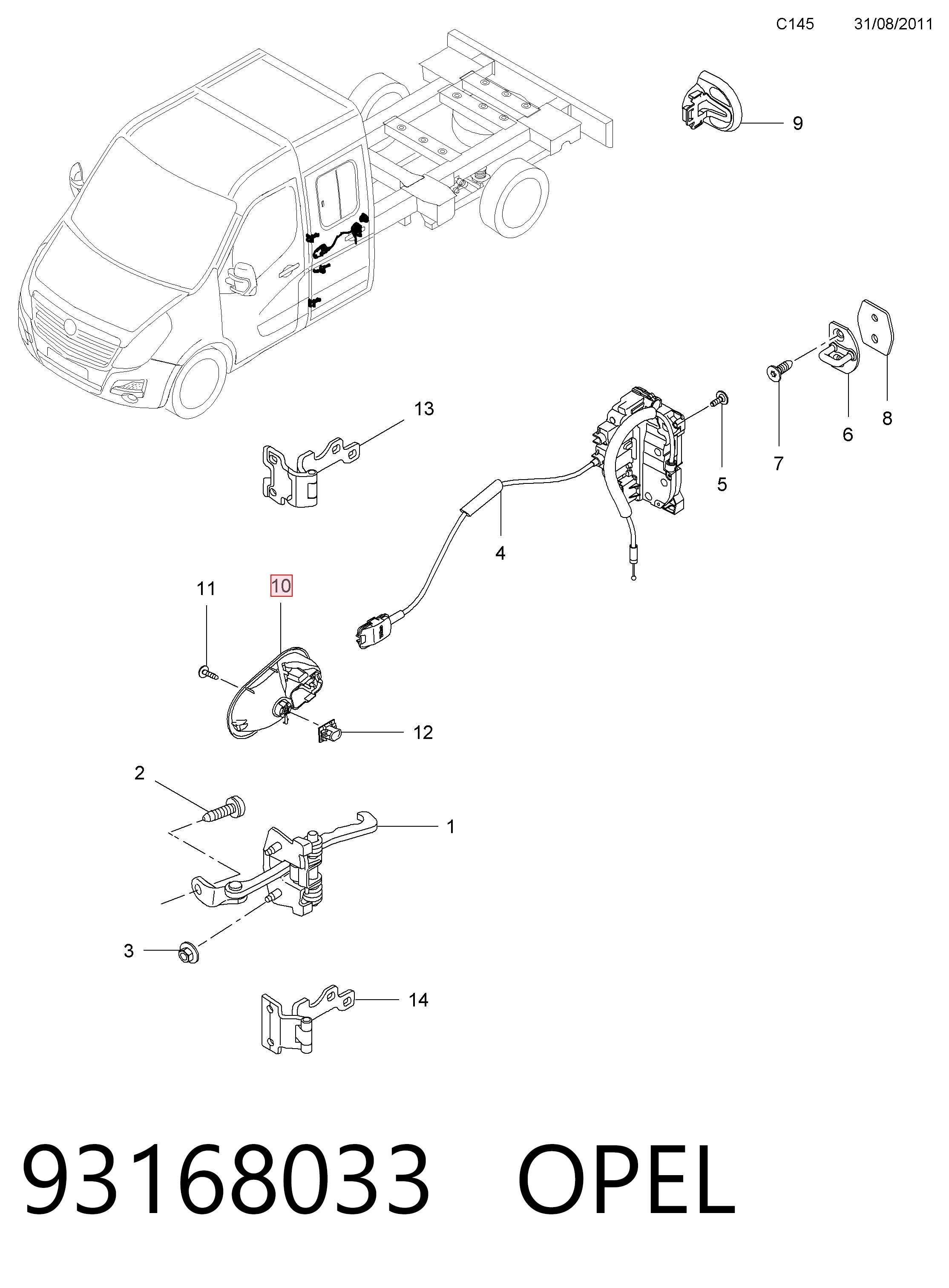 Купити 93168033 General Motors Ручка правих дверей зовнішня