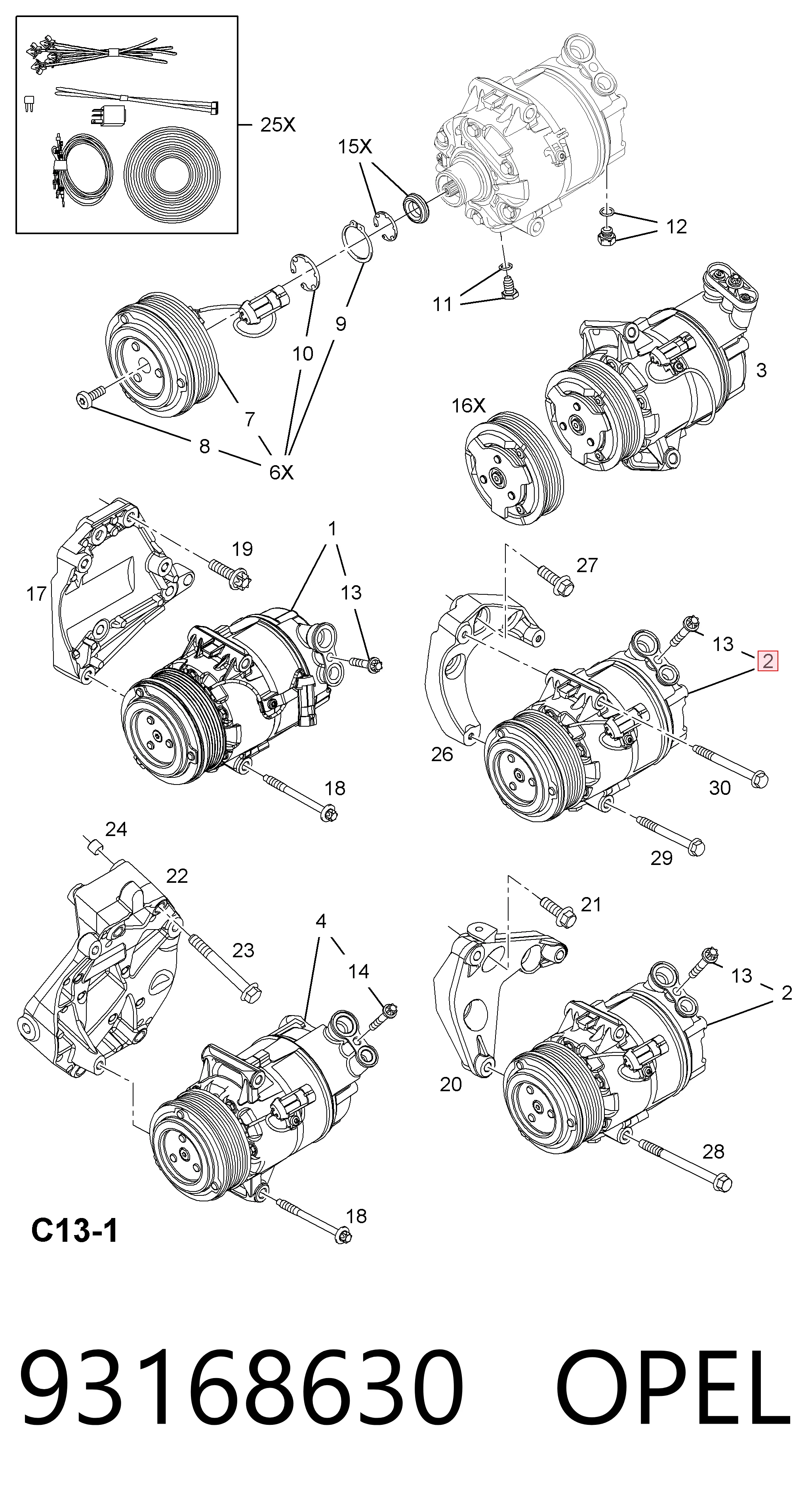 93168630 Opel Компресор холодоагенту
