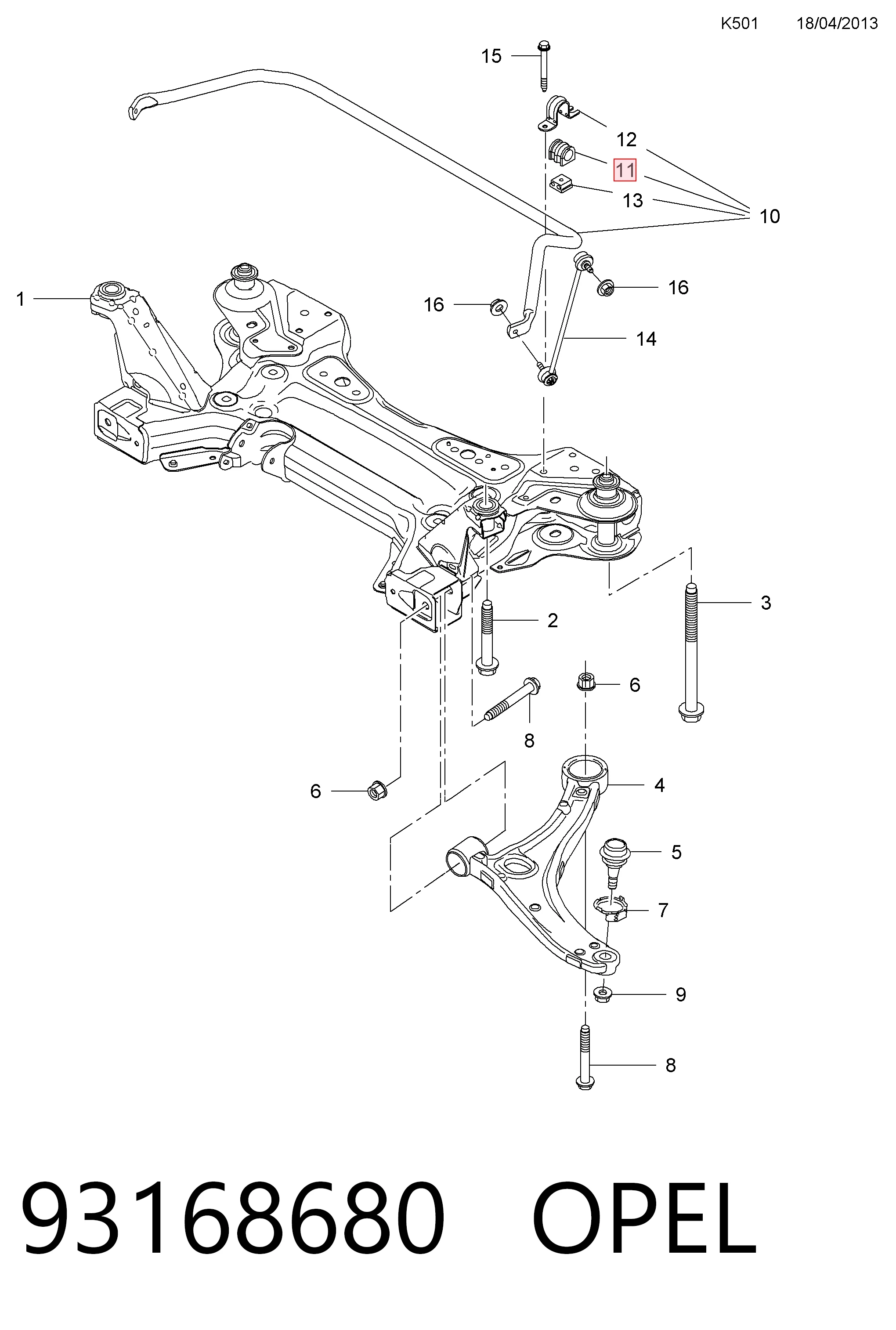 Втулка переднього стабілізатора 93168680 Peugeot/Citroen