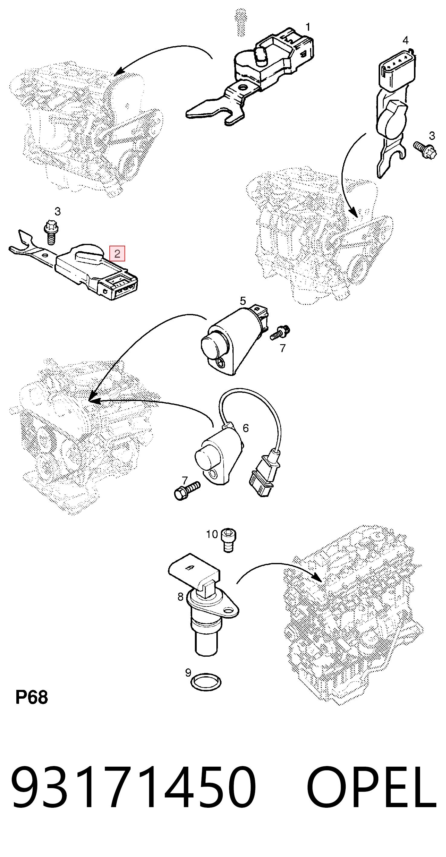 93171450 Opel Датчик розподільного вала