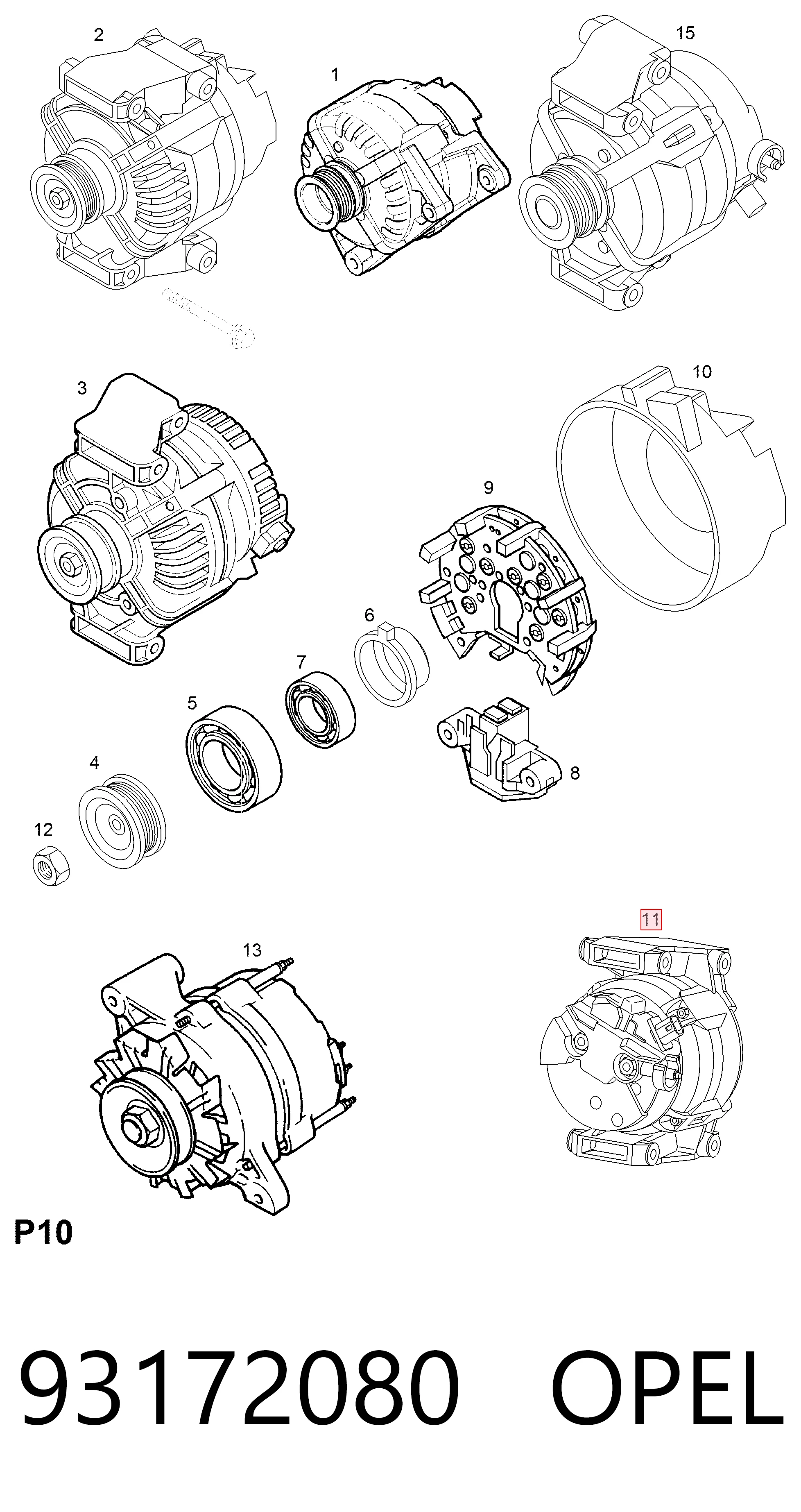 93172080 Opel Авто генератор