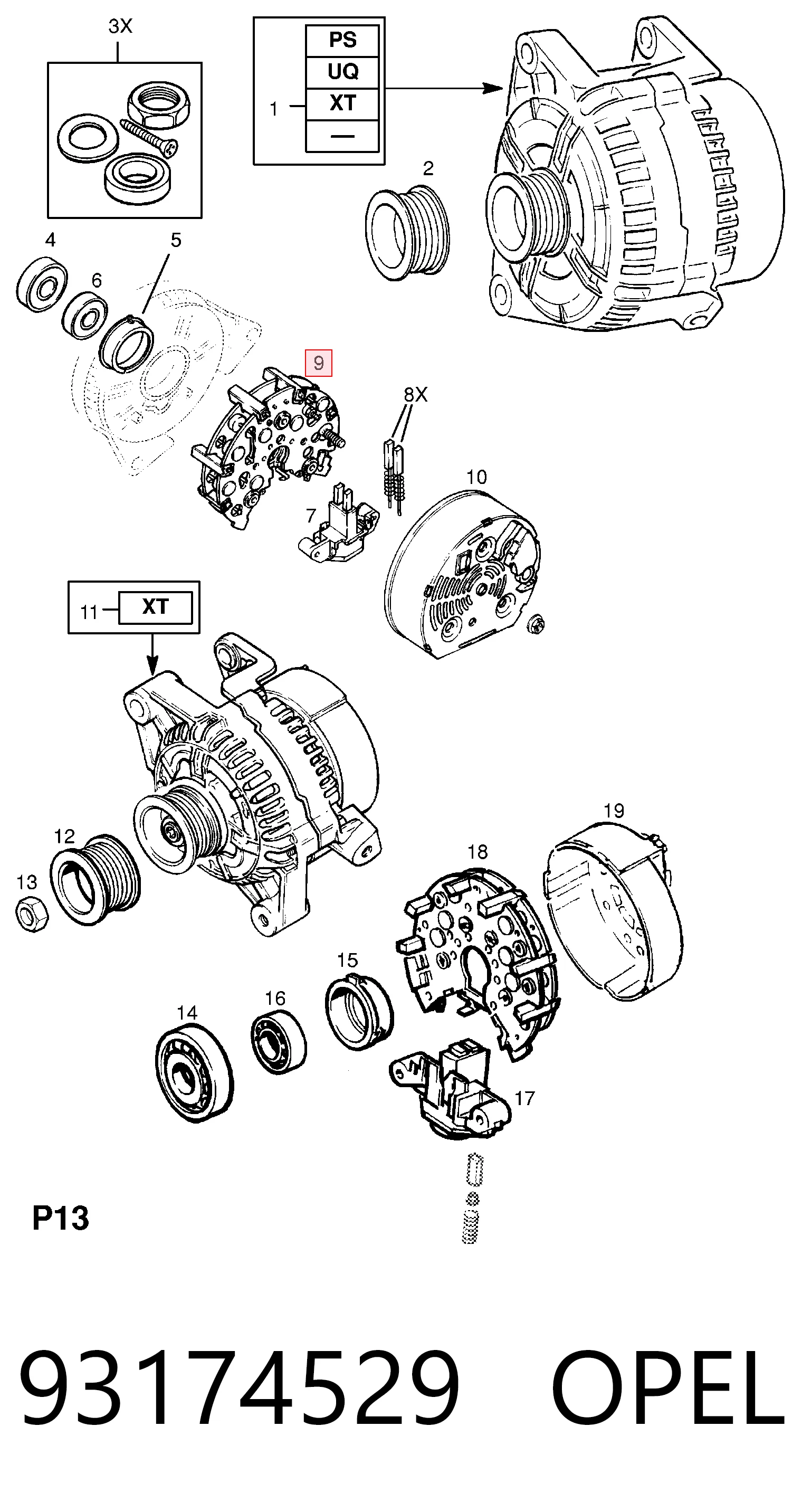 9119695 General Motors Діодний випрямляч