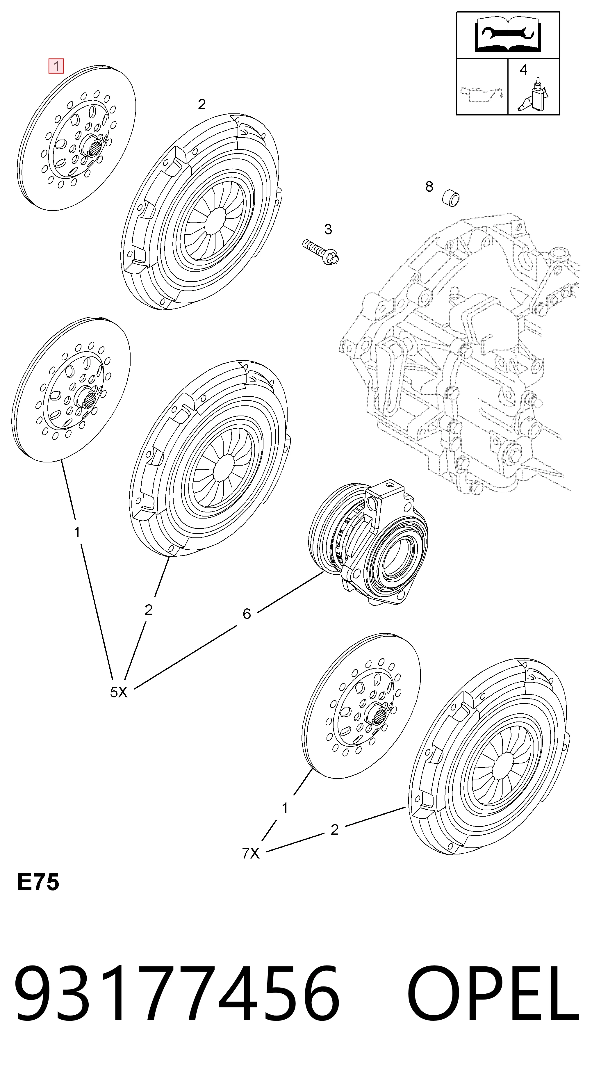 Купити 0664072 General Motors Комплект зчеплення (диск, корзина, підшипник)