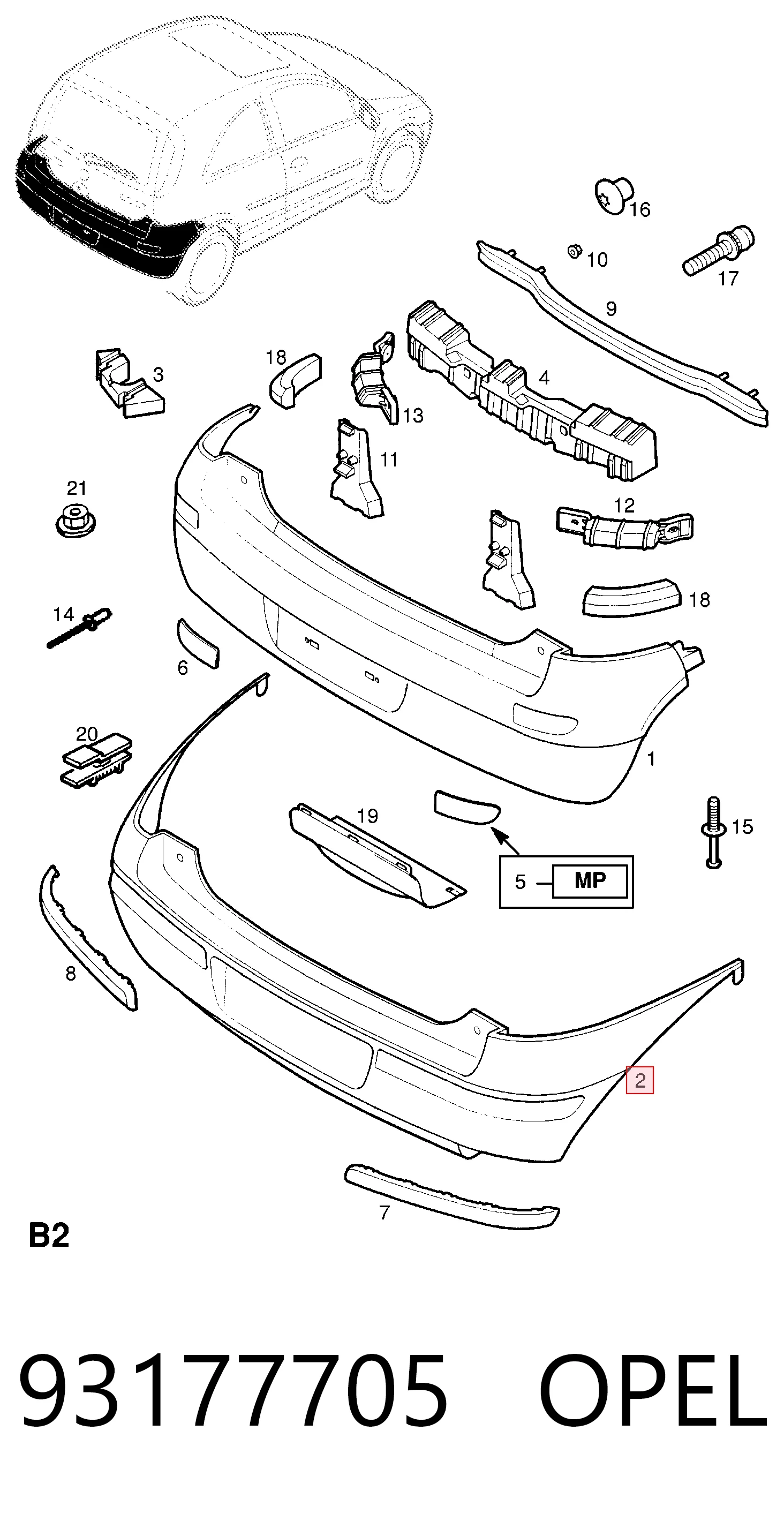 Кожух бампера заднього General Motors 93177705 ціна, від 110.48 USD