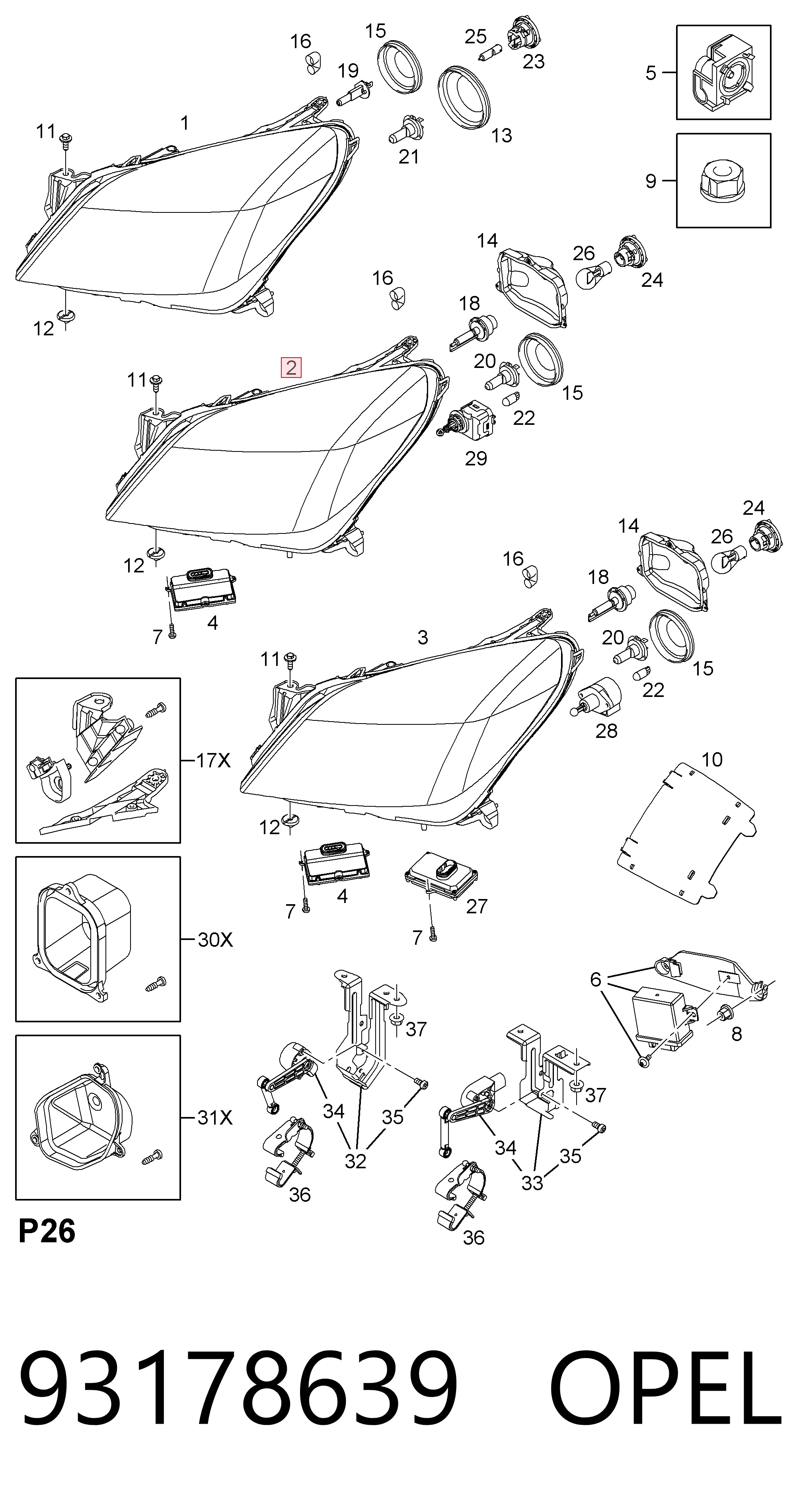 Фара General Motors 93178639
