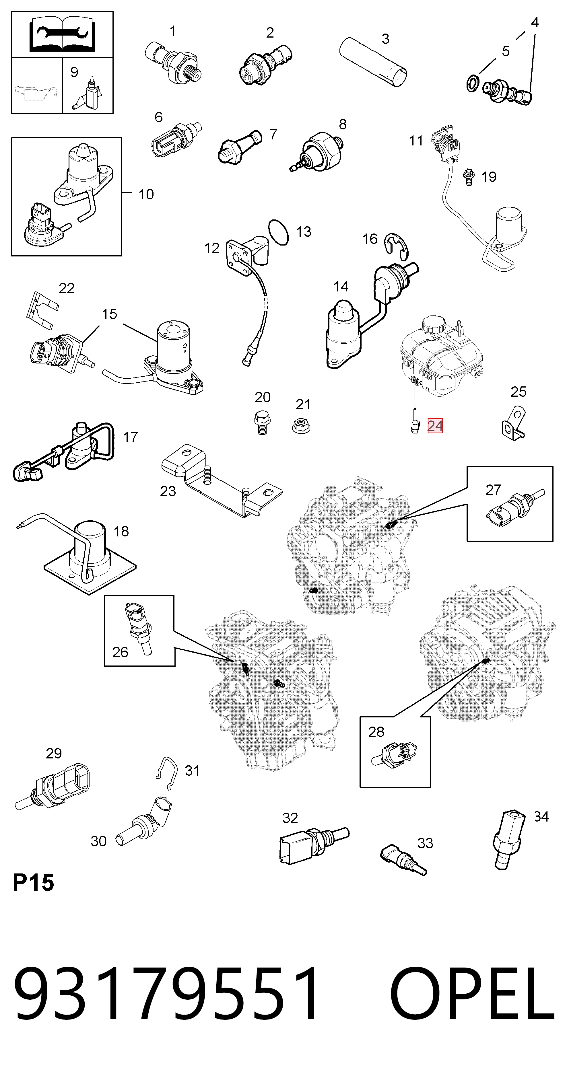 93179551 Opel Датчик рівня охолоджуючої рідини
