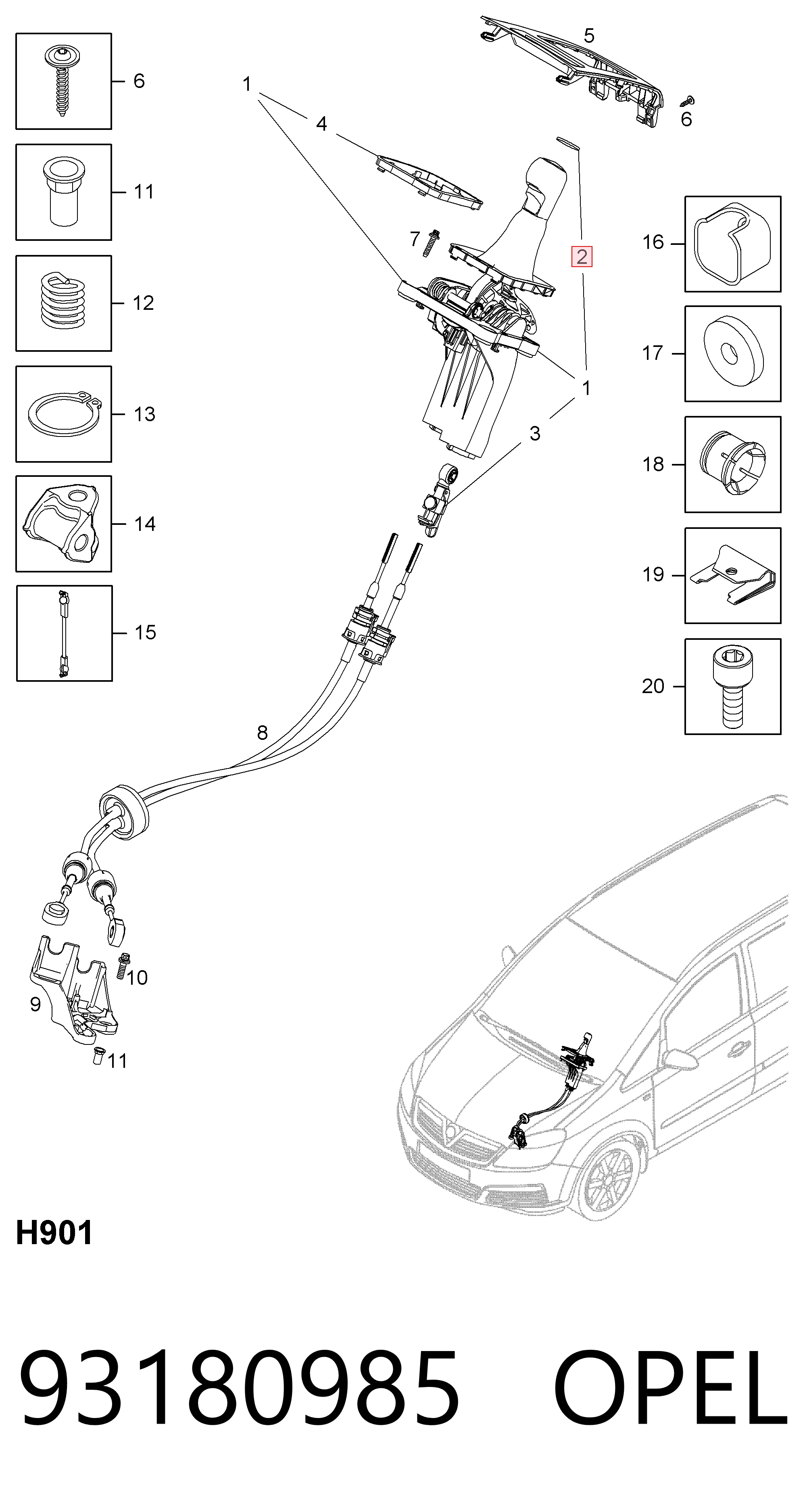 93180985 General Motors Емблема рукоятки перемикання КПП
