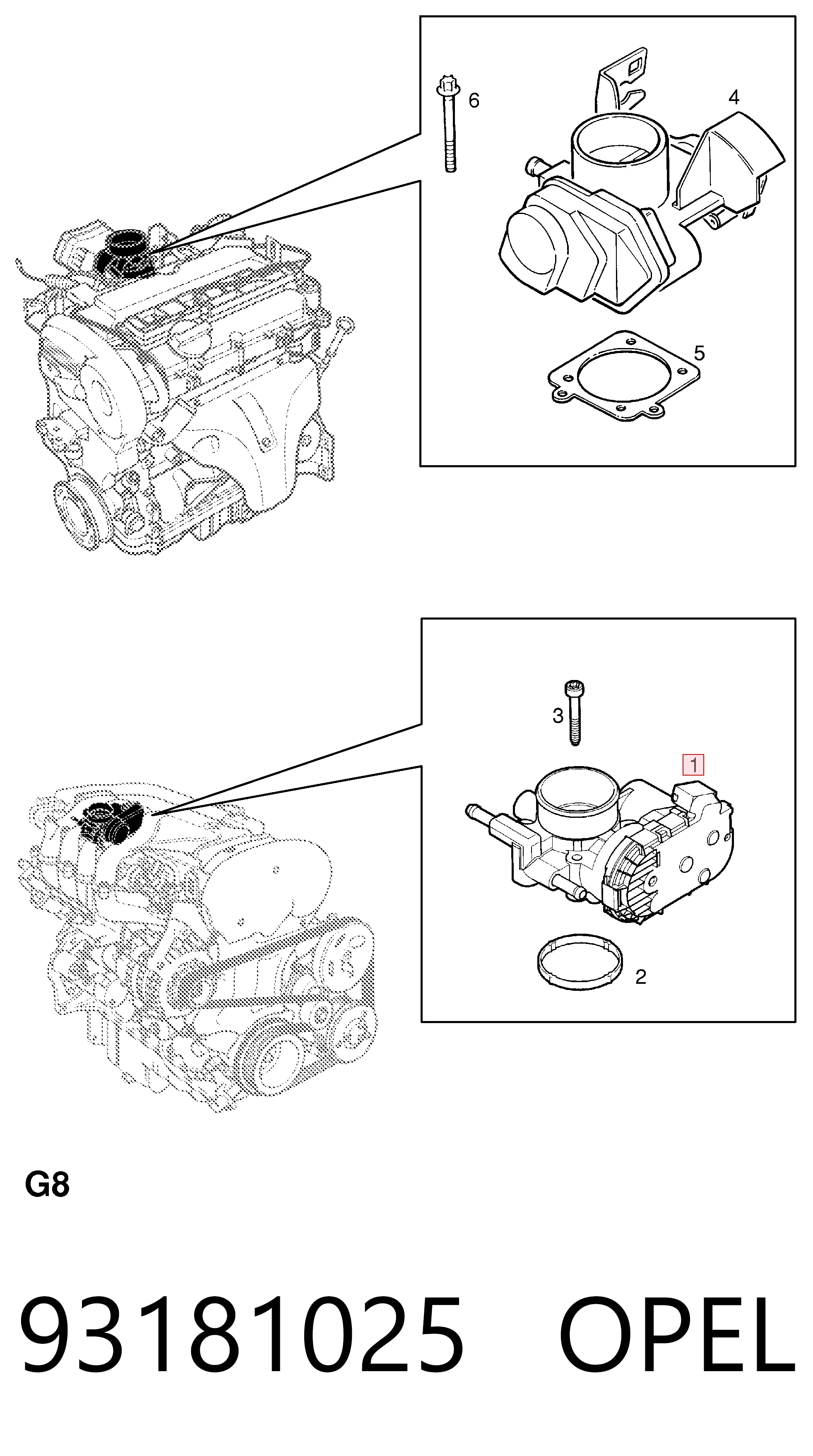93181025 Opel Дросільна заслінка в зборі